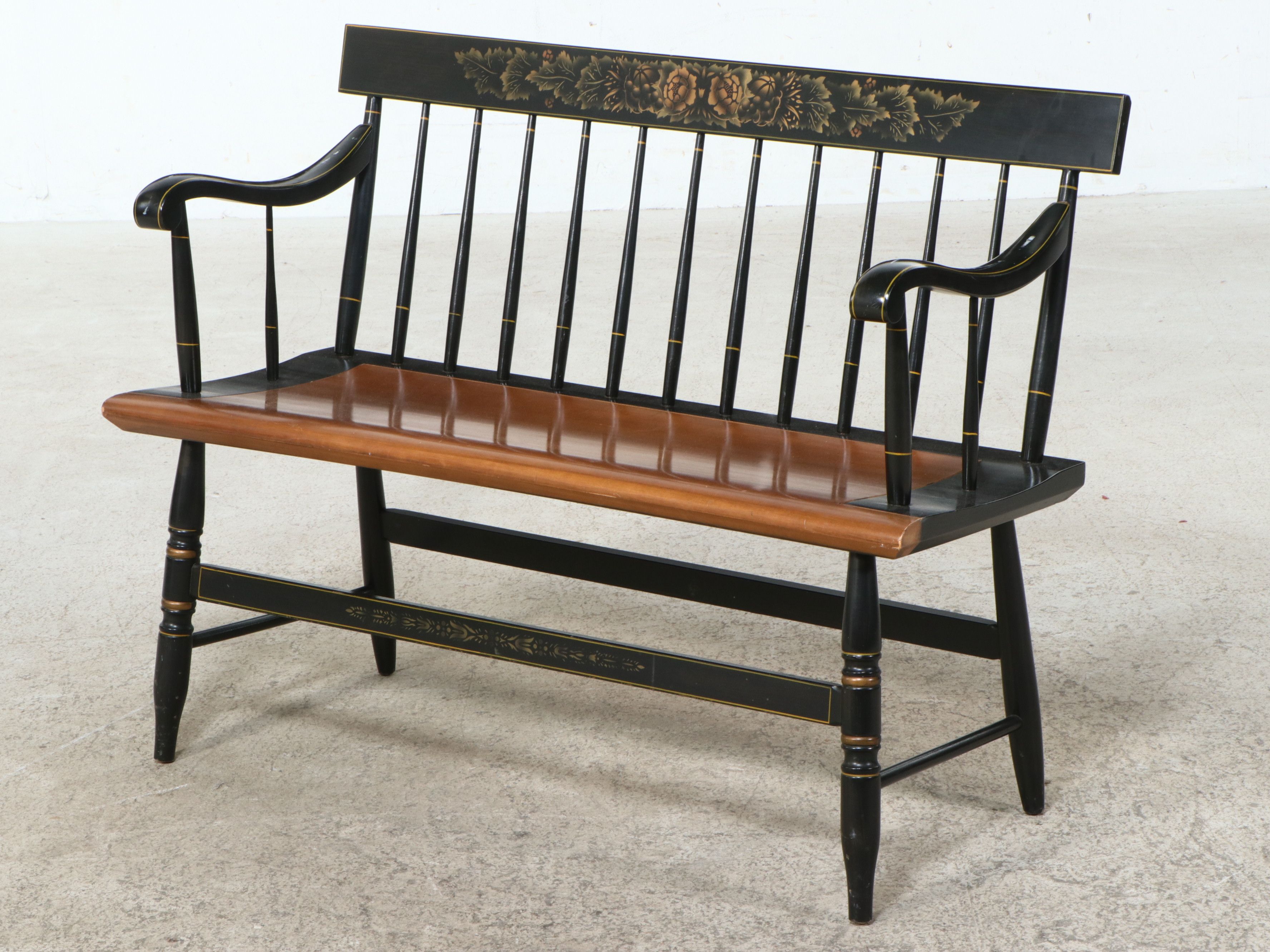 L. Hitchcock Colonial Revival Style Stenciled Bench