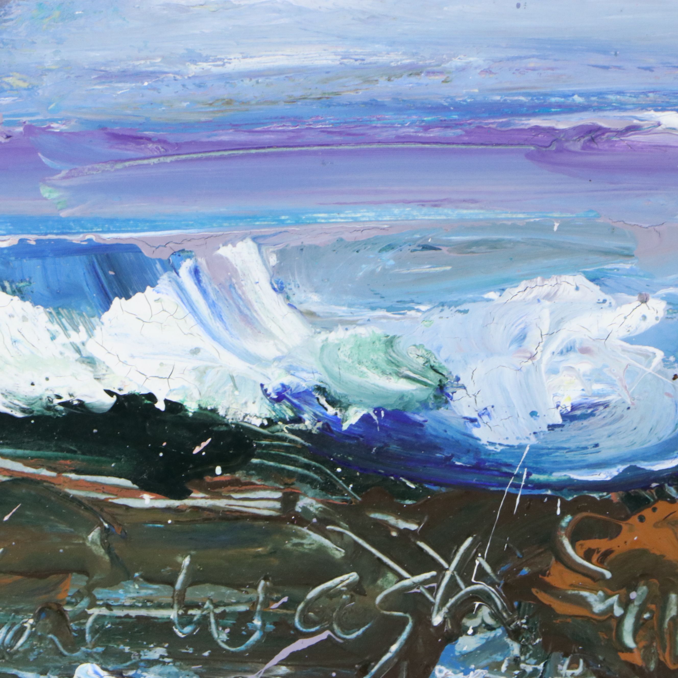 Harry Hilson Oil and Watercolor Painting "Shore Wash," Mid to Late 20th Century