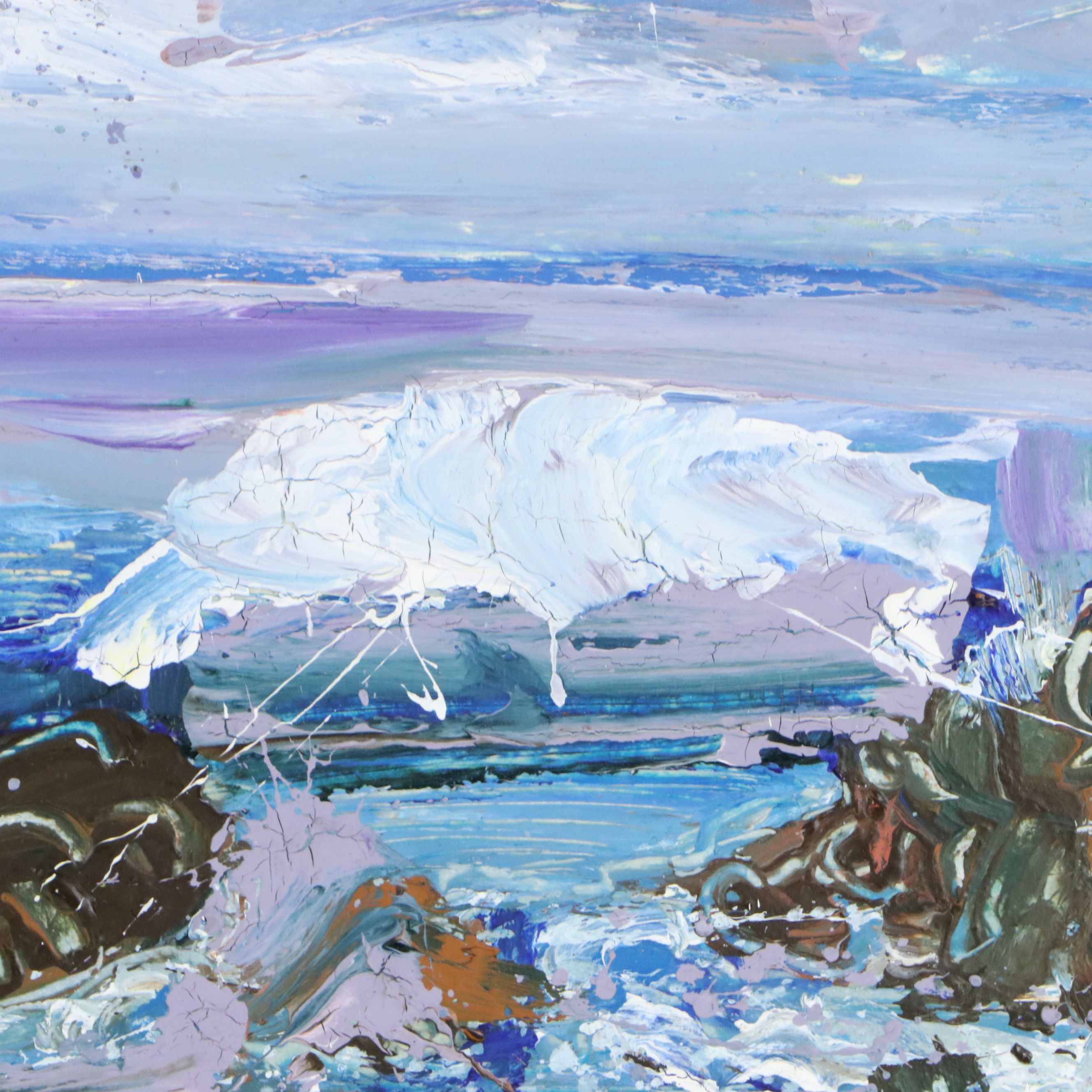 Harry Hilson Oil and Watercolor Painting "Shore Wash," Mid to Late 20th Century