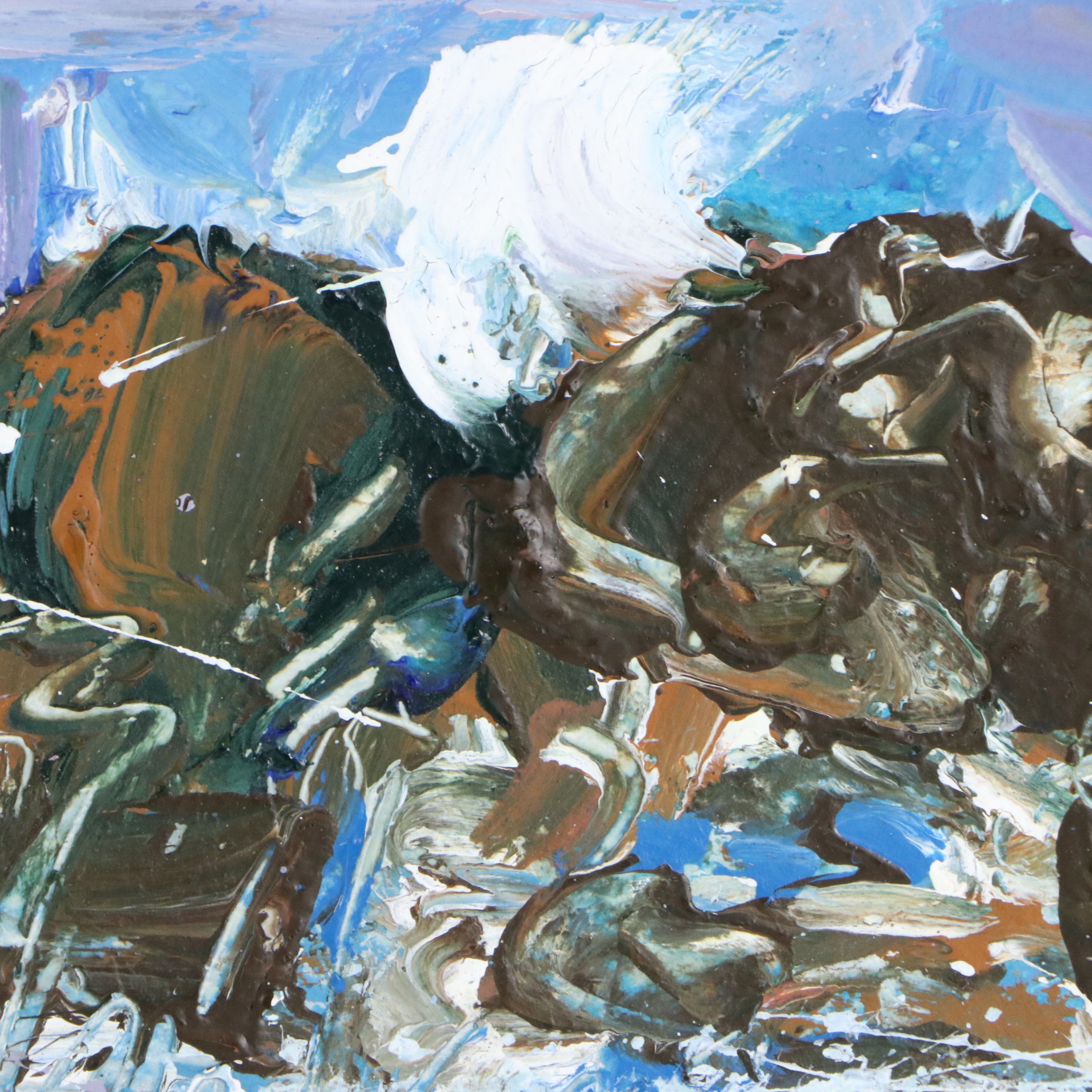 Harry Hilson Oil and Watercolor Painting "Shore Wash," Mid to Late 20th Century