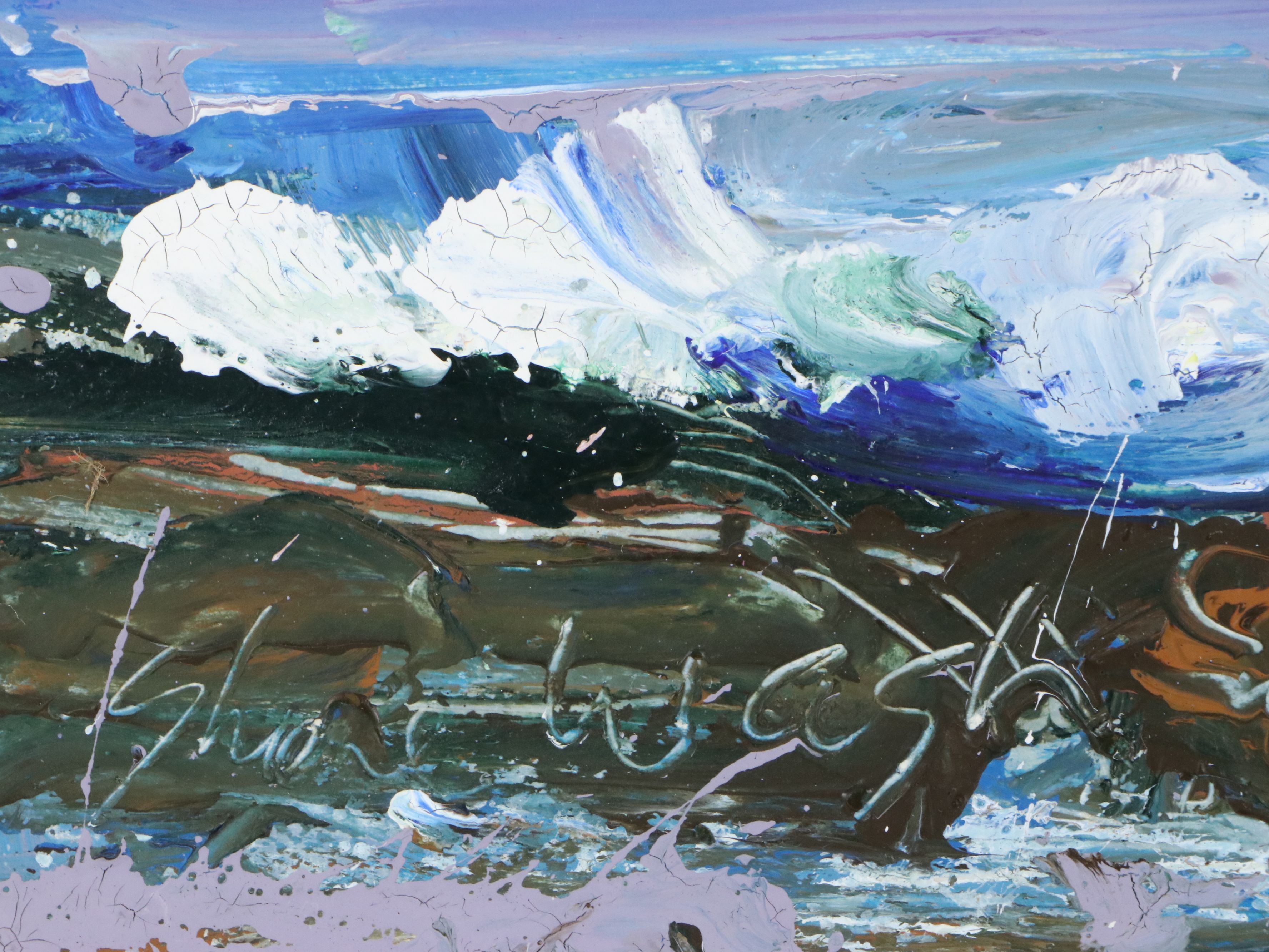 Harry Hilson Oil and Watercolor Painting "Shore Wash," Mid to Late 20th Century