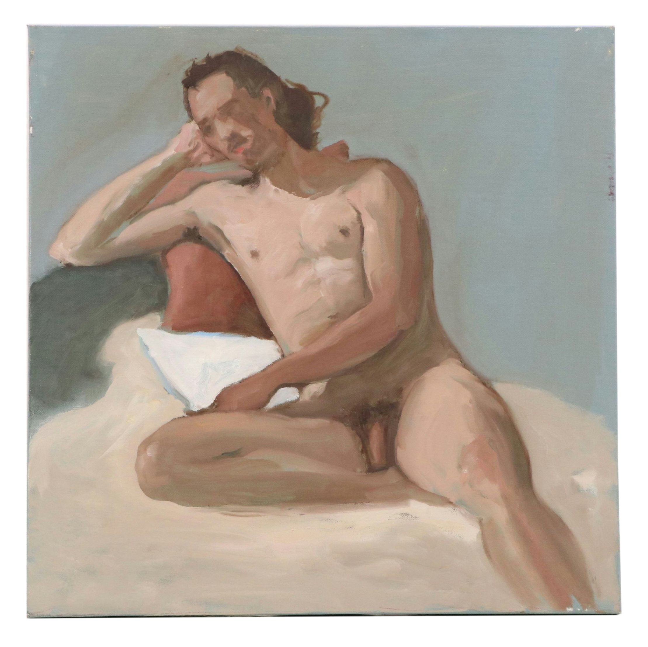 Larry Griggs Oil Painting of Male Nude, 21st Century