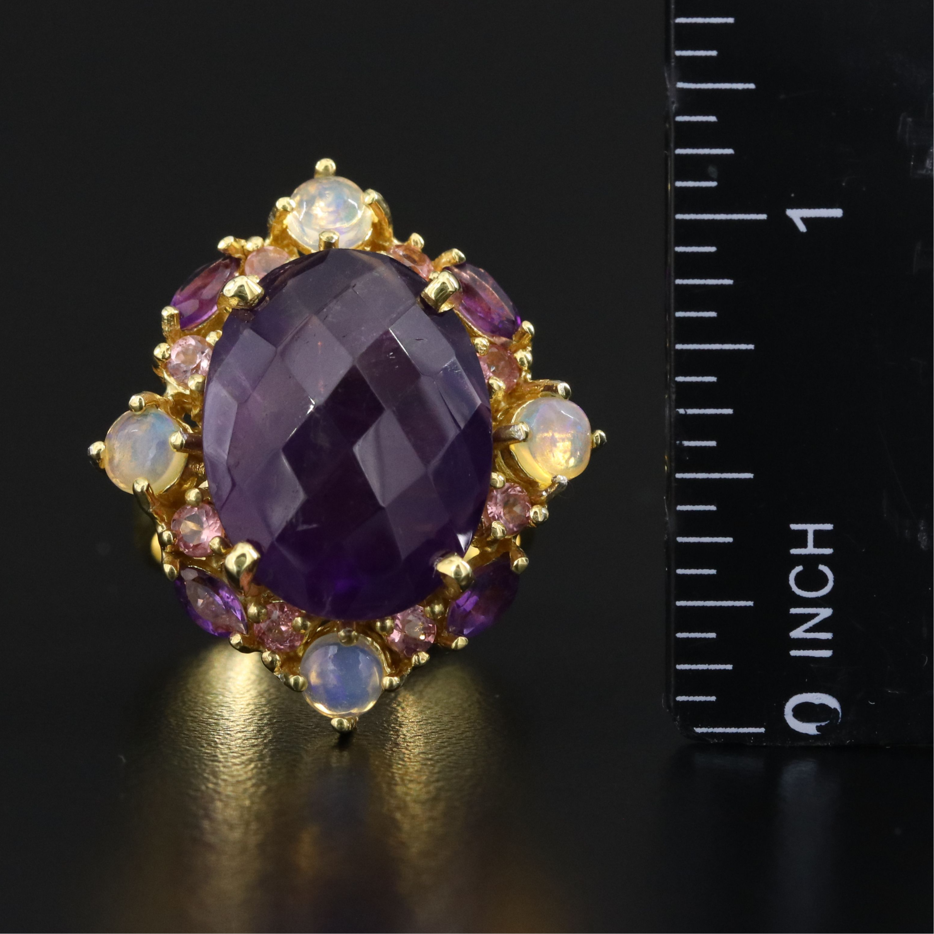 Sterling Ring with Amethyst, Opal, and Rose Quartz