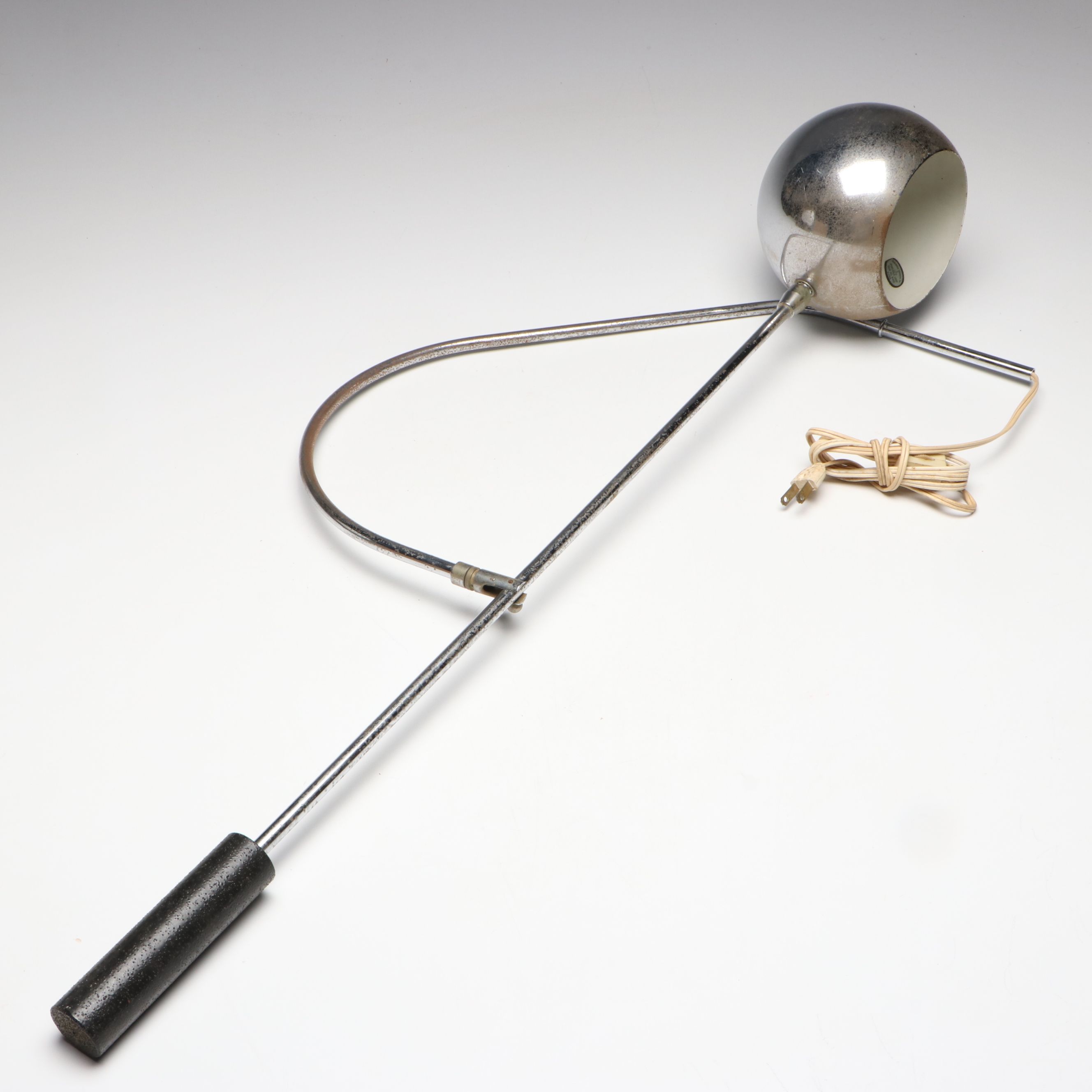 MCM Robert Sonneman "Orbiter" Metal Wall Lamp with White Globe Accent Lamp