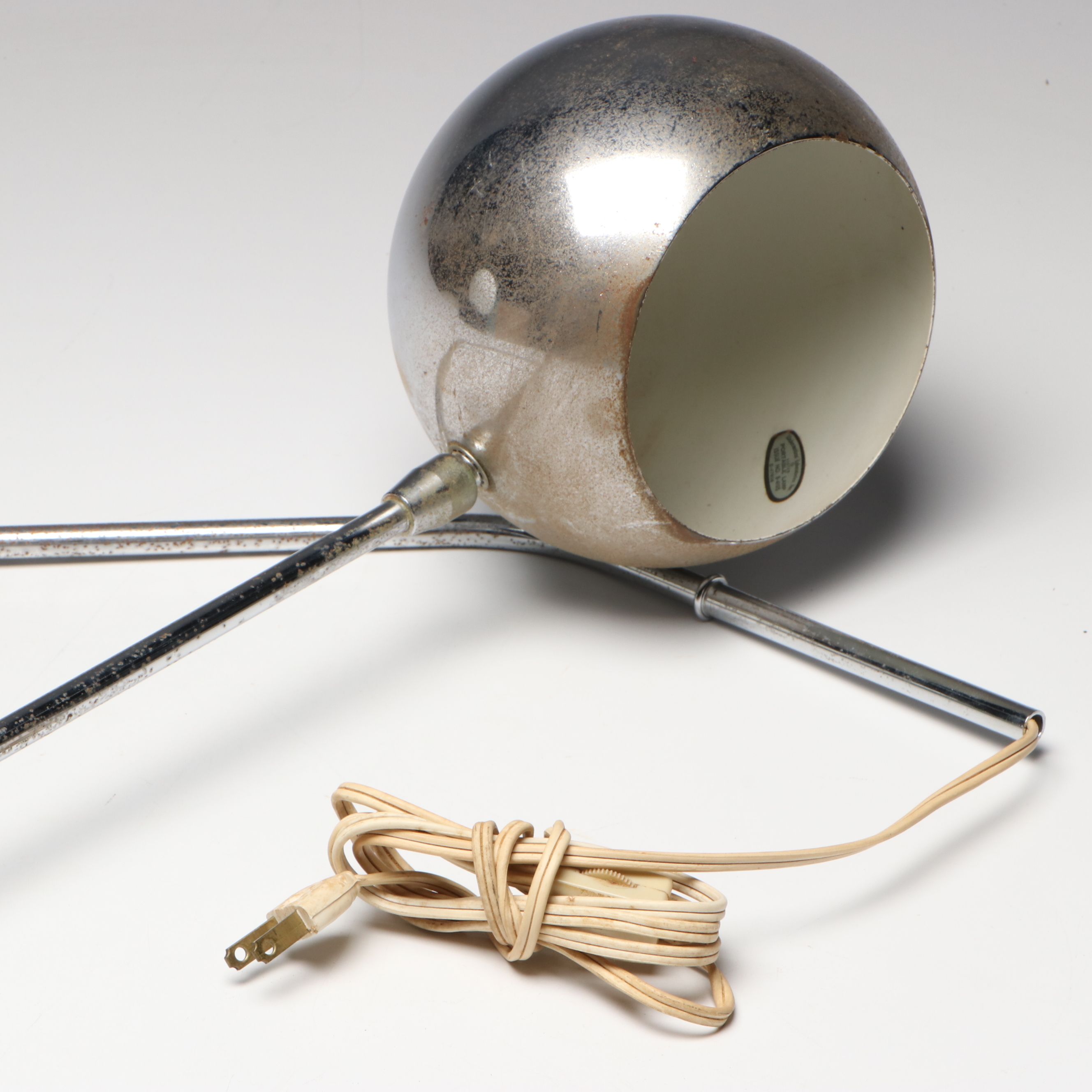 MCM Robert Sonneman "Orbiter" Metal Wall Lamp with White Globe Accent Lamp