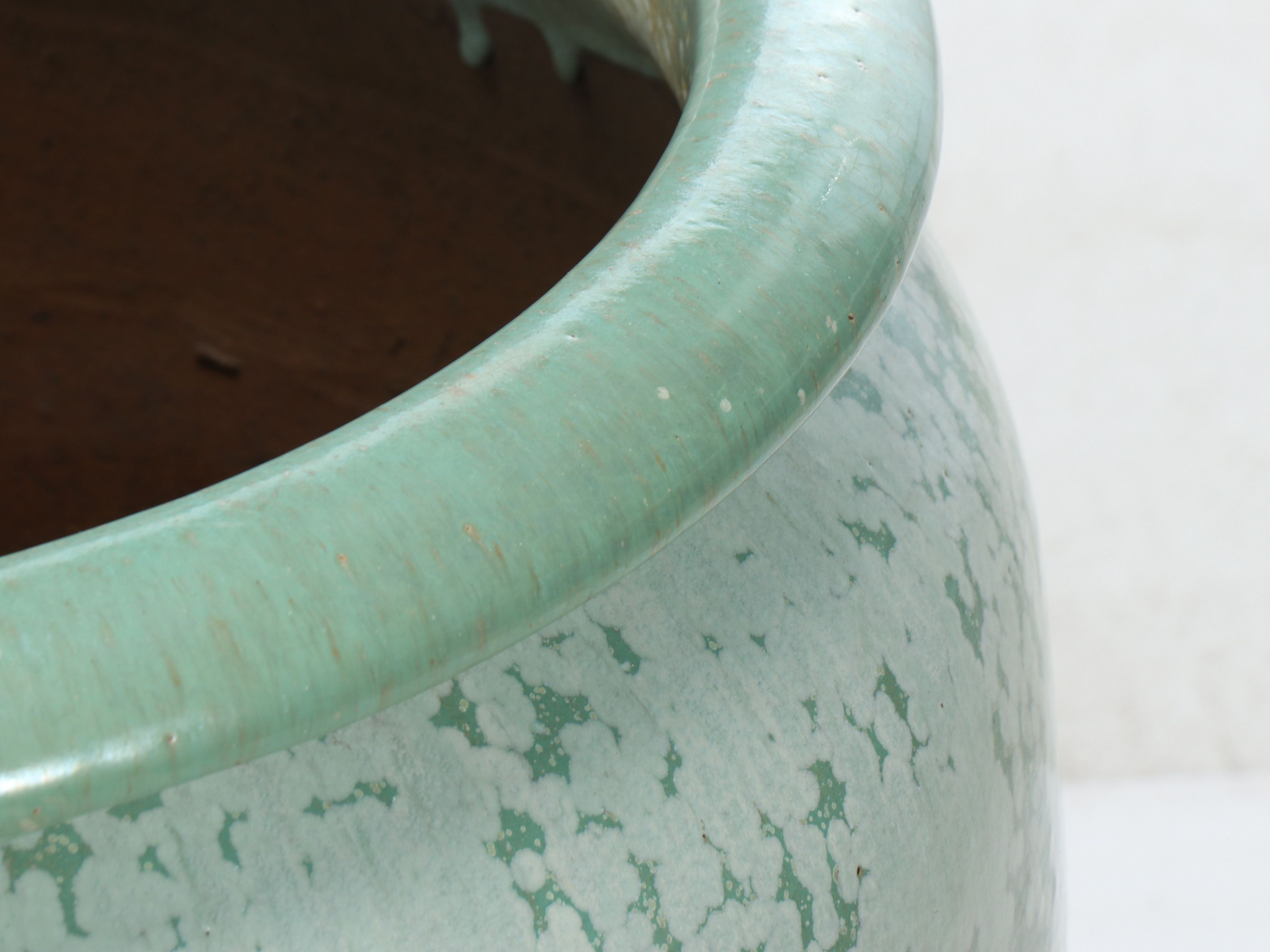 Mottled Green Glaze Earthenware Planters