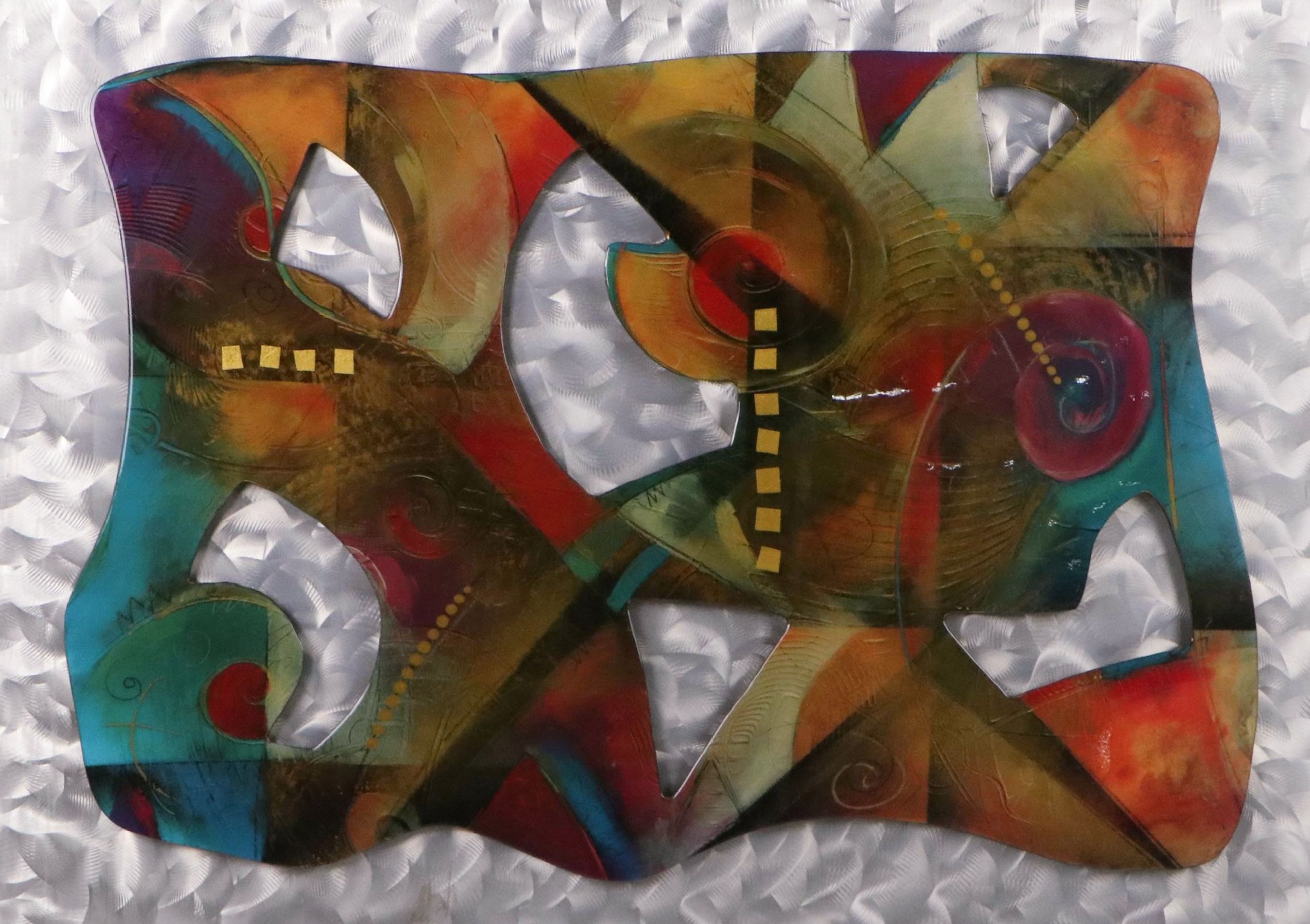 Abstract Offset Lithograph with Gold Leaf After Eric Waugh, 21st Century