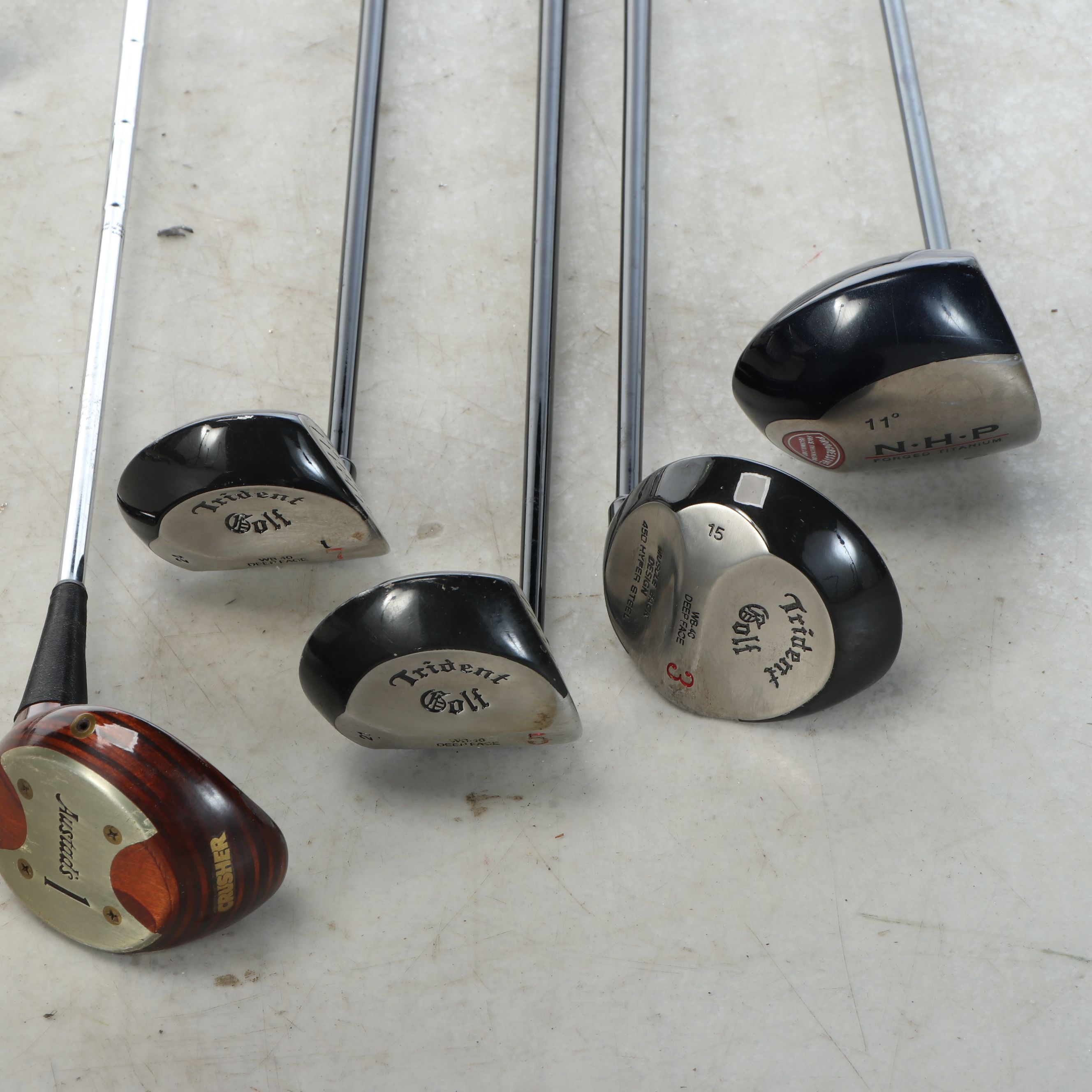 Collection of Golf Clubs, Leather Golf Bag, and More Golfing Equipment