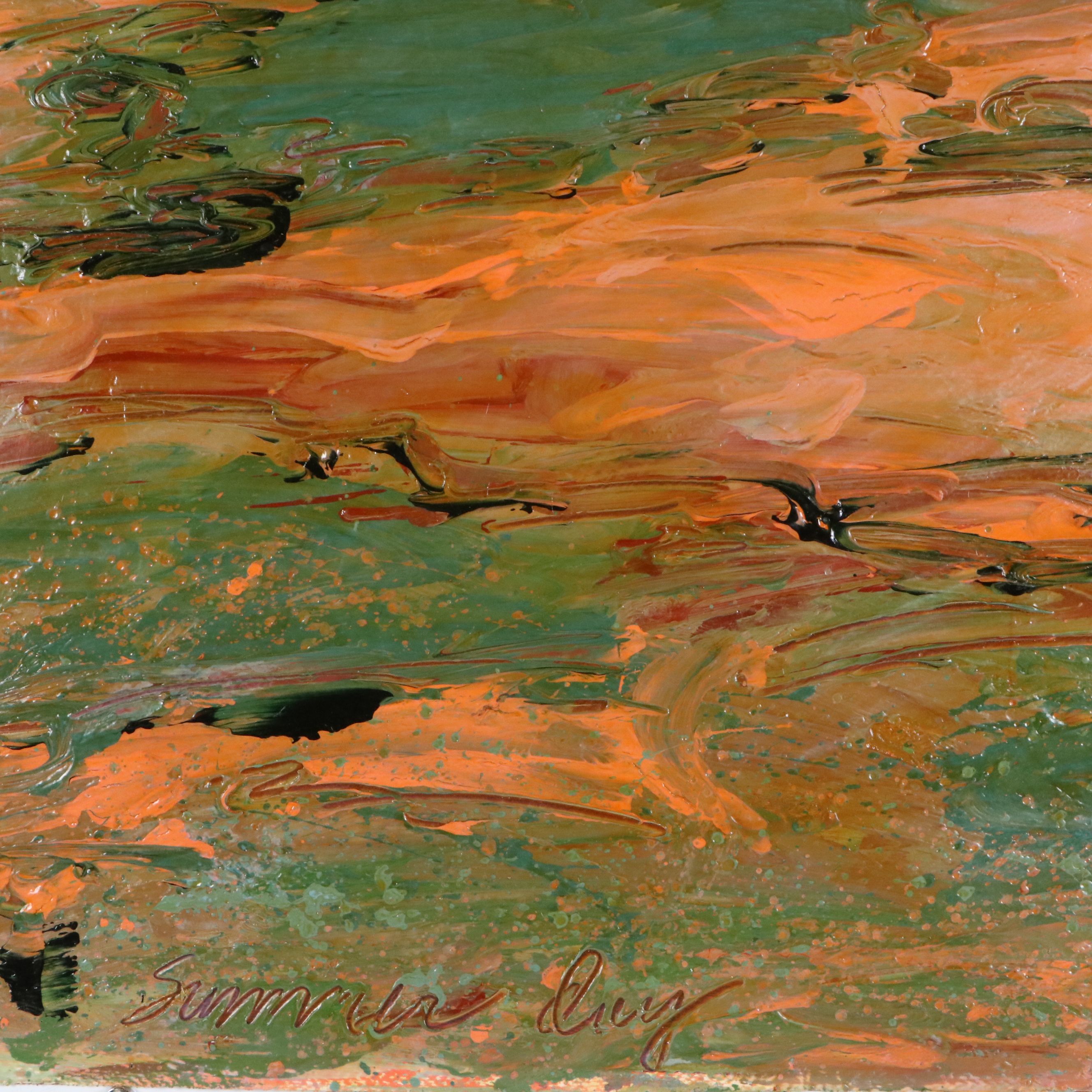 Harry Hilson Oil Painting of Abstract Landscape, Mid to Late 20th Century