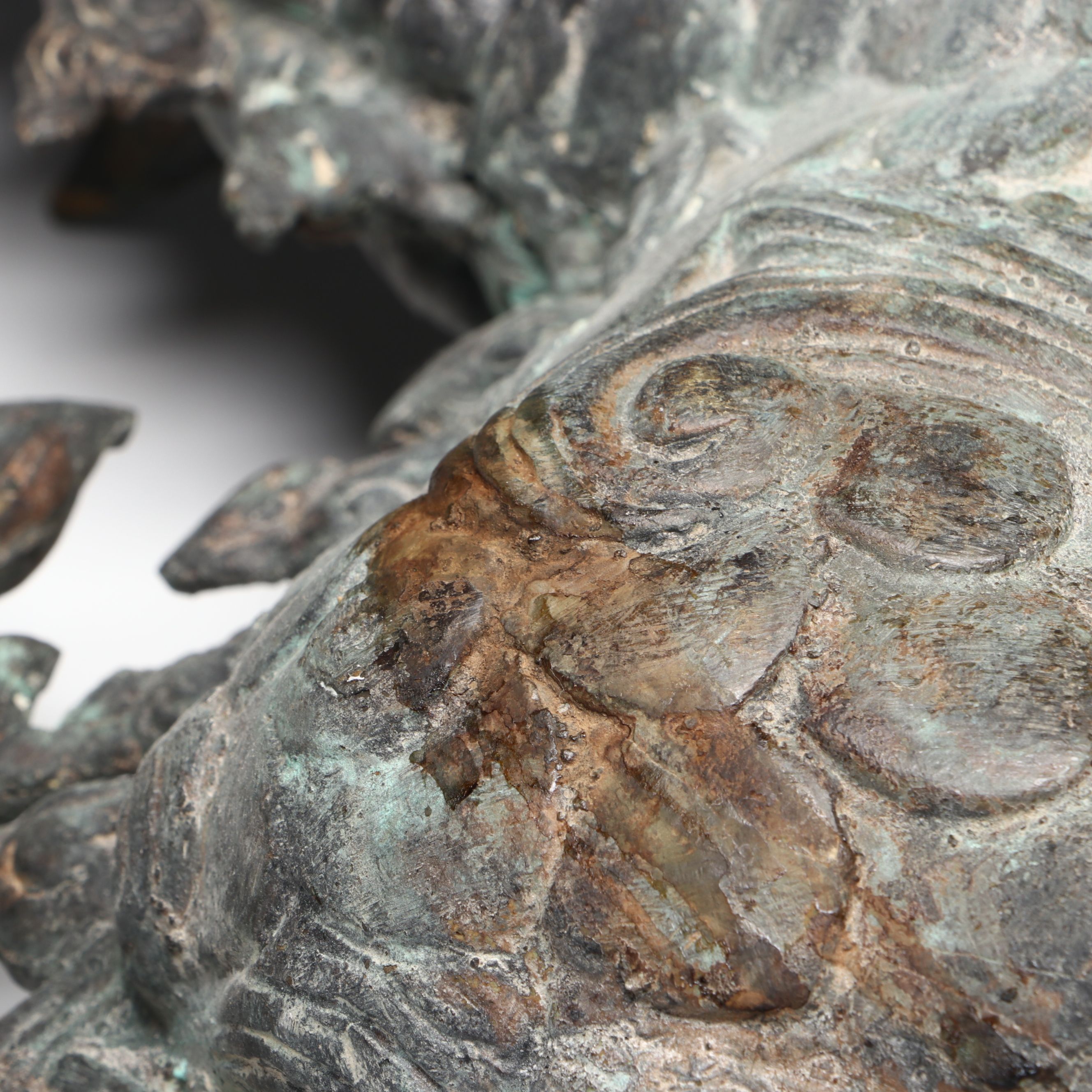 Patinated Qilin Metal Figurine Pair