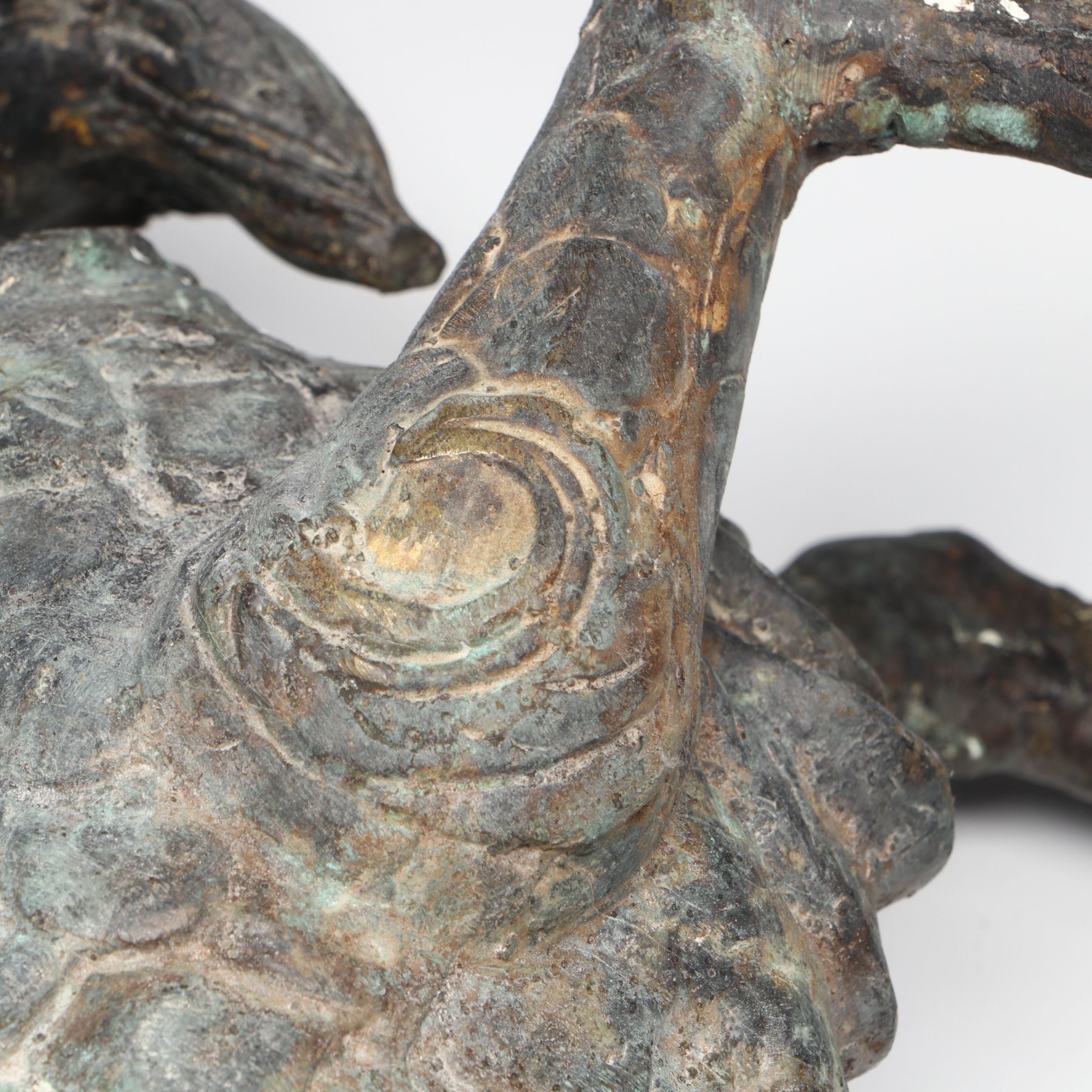 Patinated Qilin Metal Figurine Pair