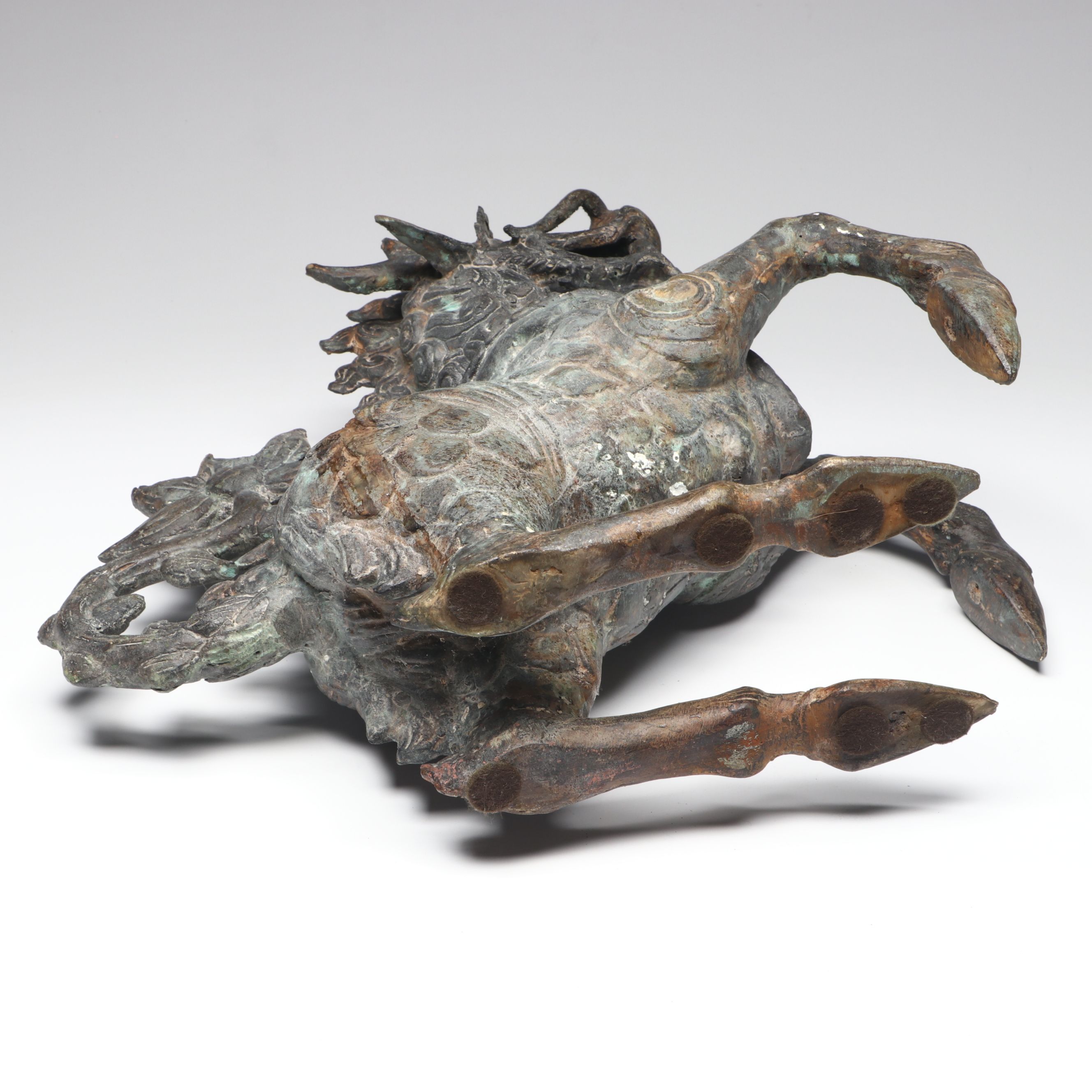 Patinated Qilin Metal Figurine Pair