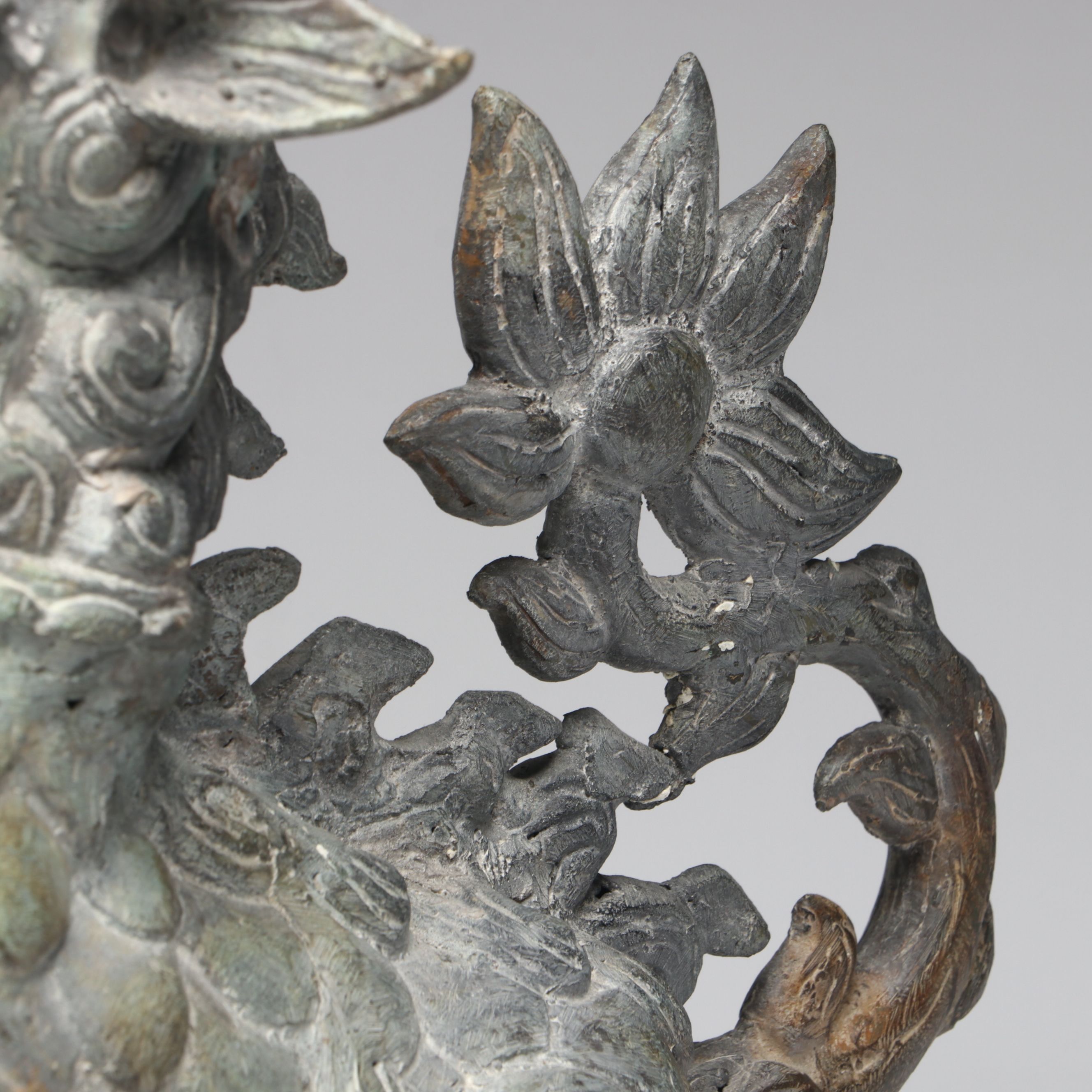 Patinated Qilin Metal Figurine Pair
