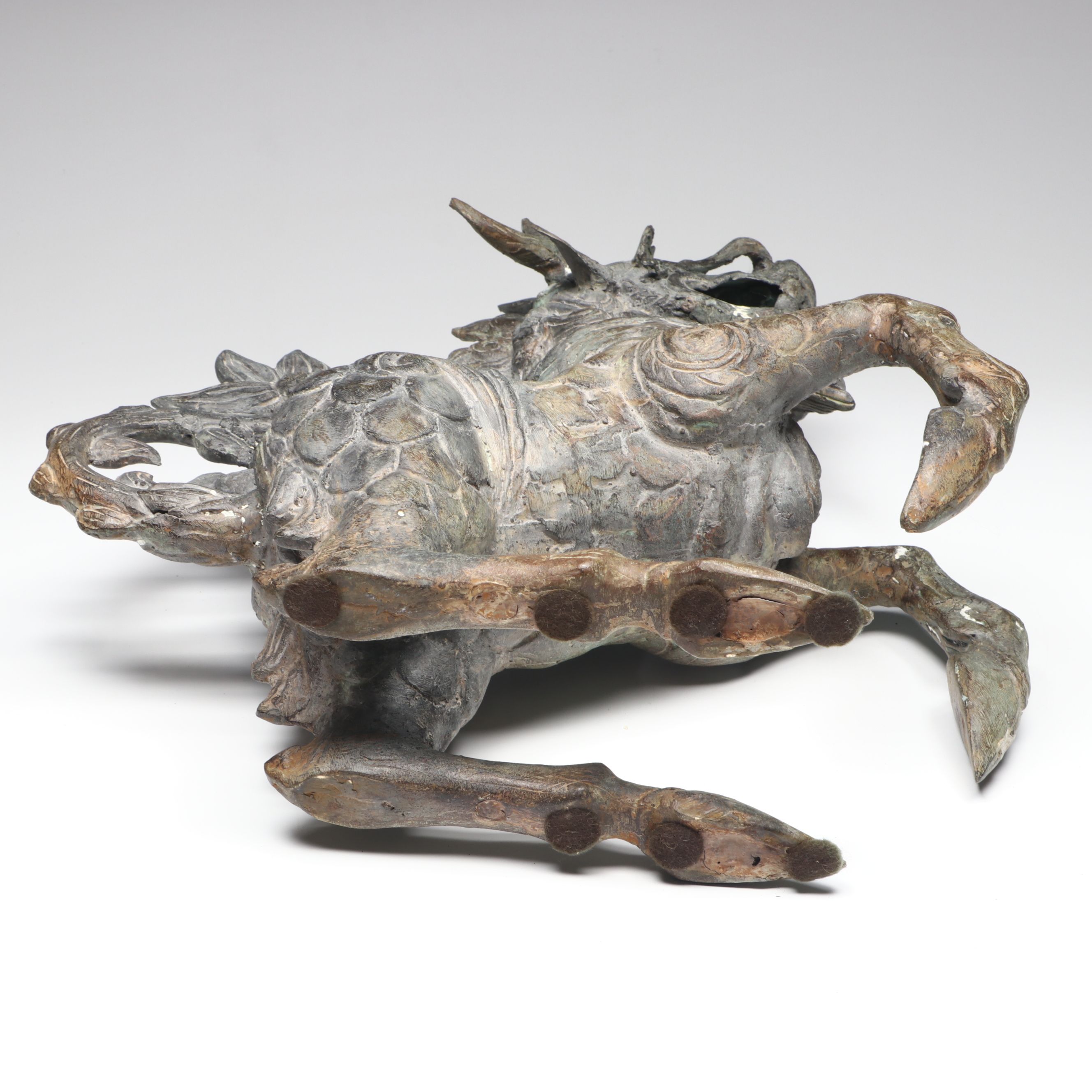 Patinated Qilin Metal Figurine Pair