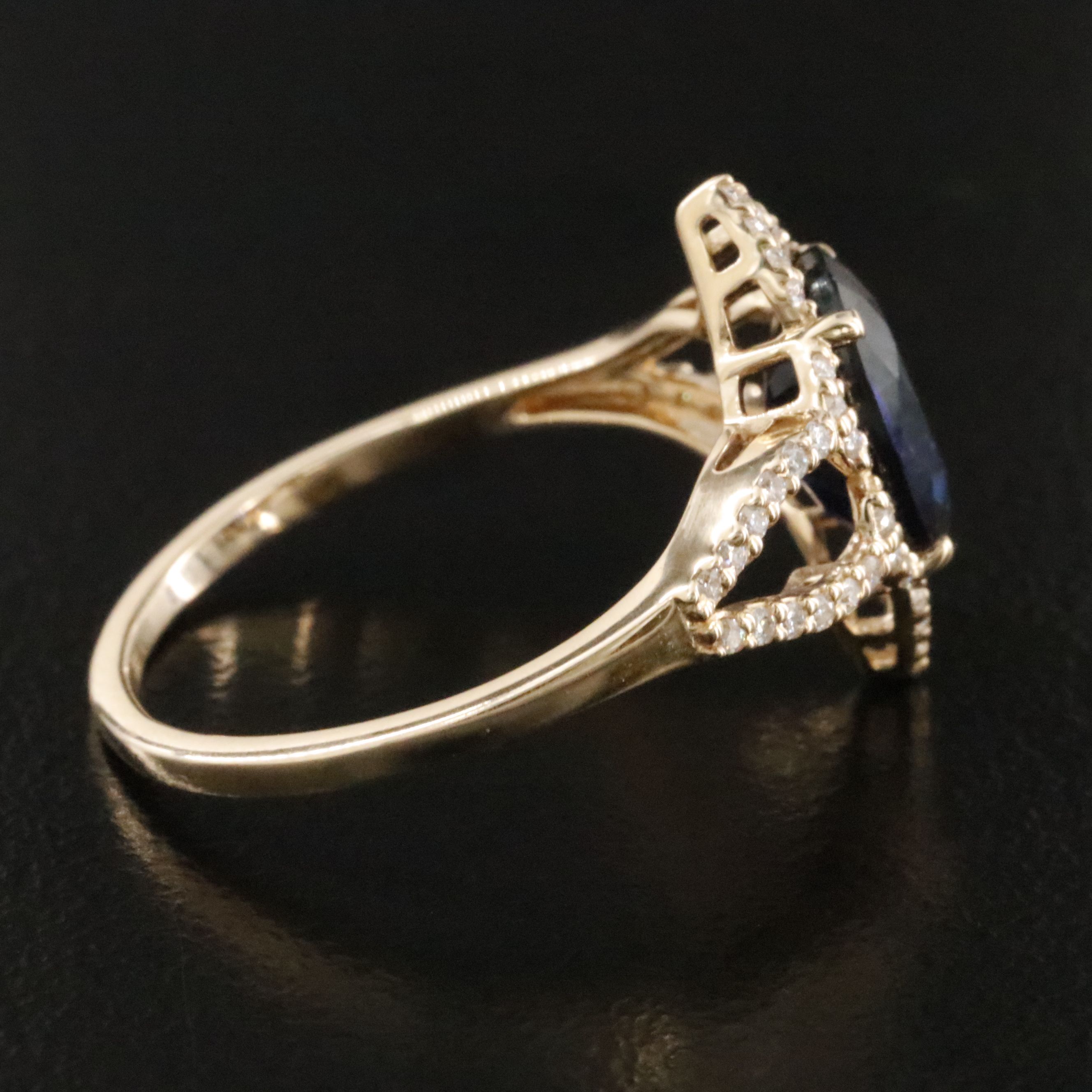 14K 1.92 CT Lab Grown Sapphire and Moissanite Ring