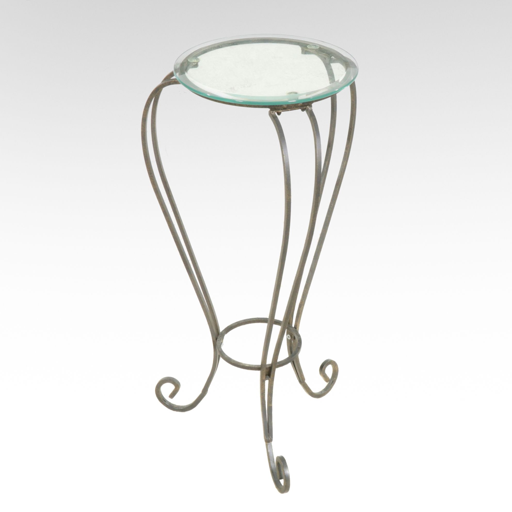 Metal Glass Top Plant Stand