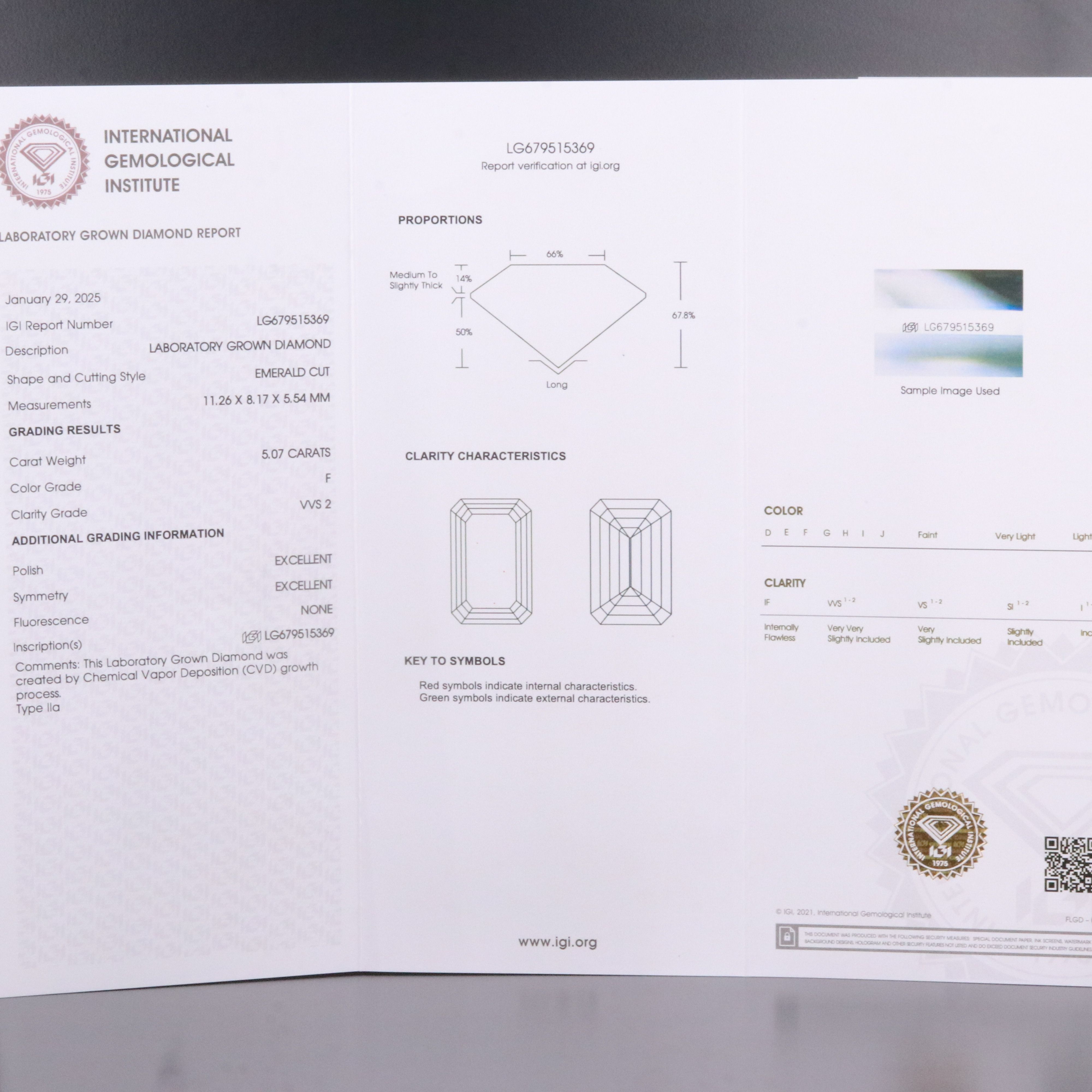 Loose 5.07 CT Lab Grown Diamond with IGI Report