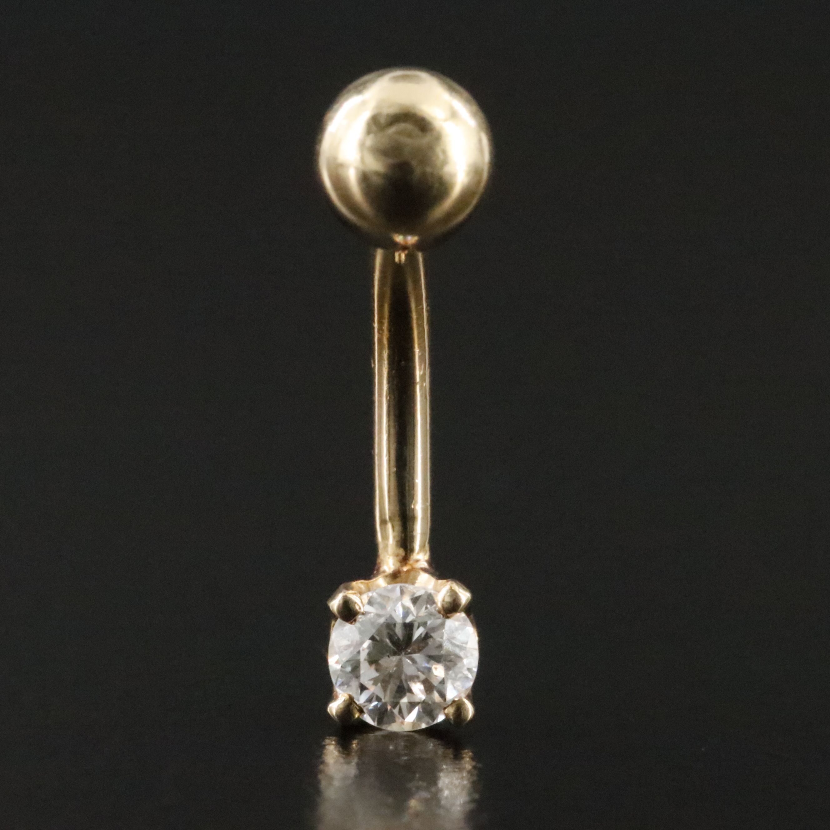 14K 0.20 CT Diamond Barbell Belly Button Ring