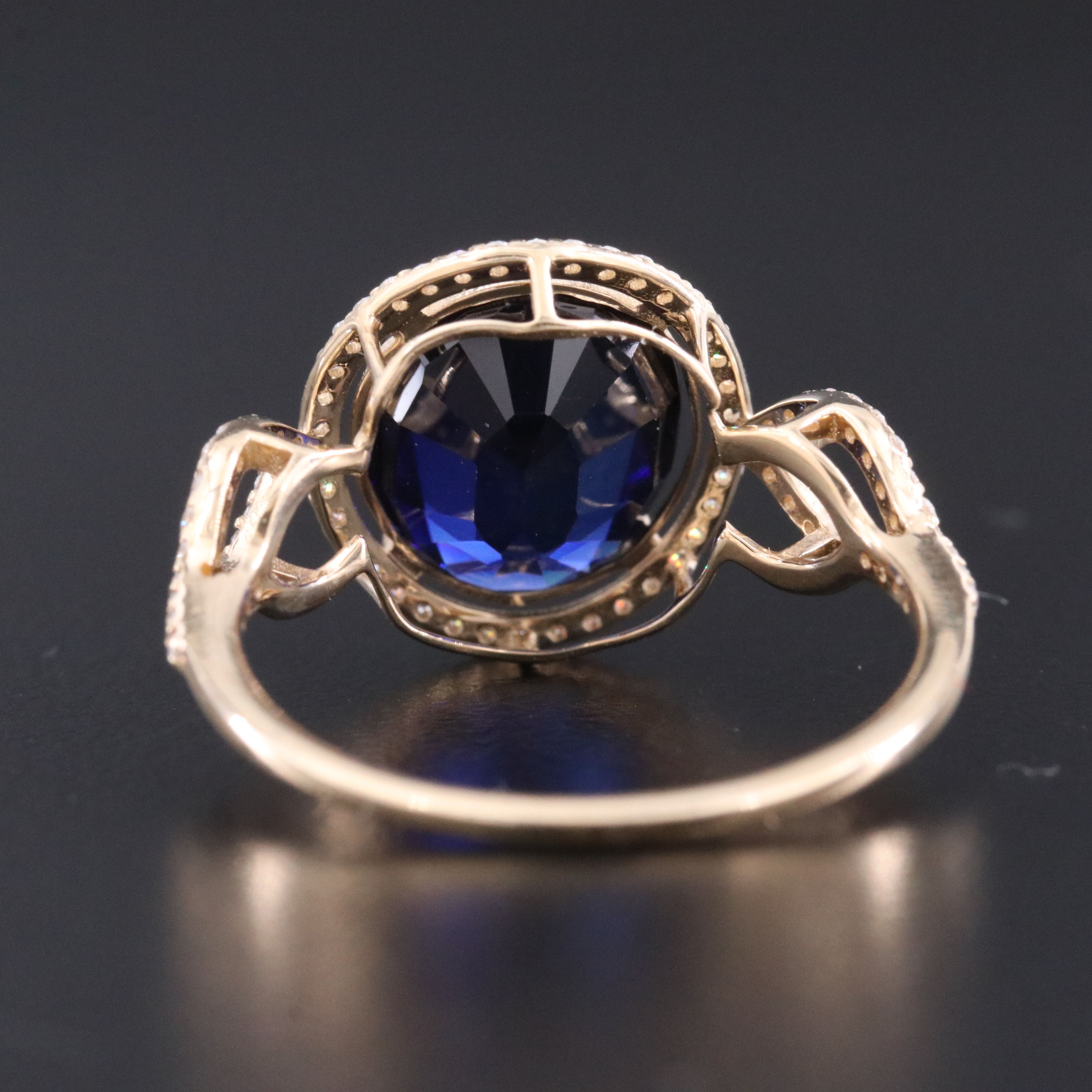 14K 4.10 CT Lab Grown Sapphire and Moissanite Ring