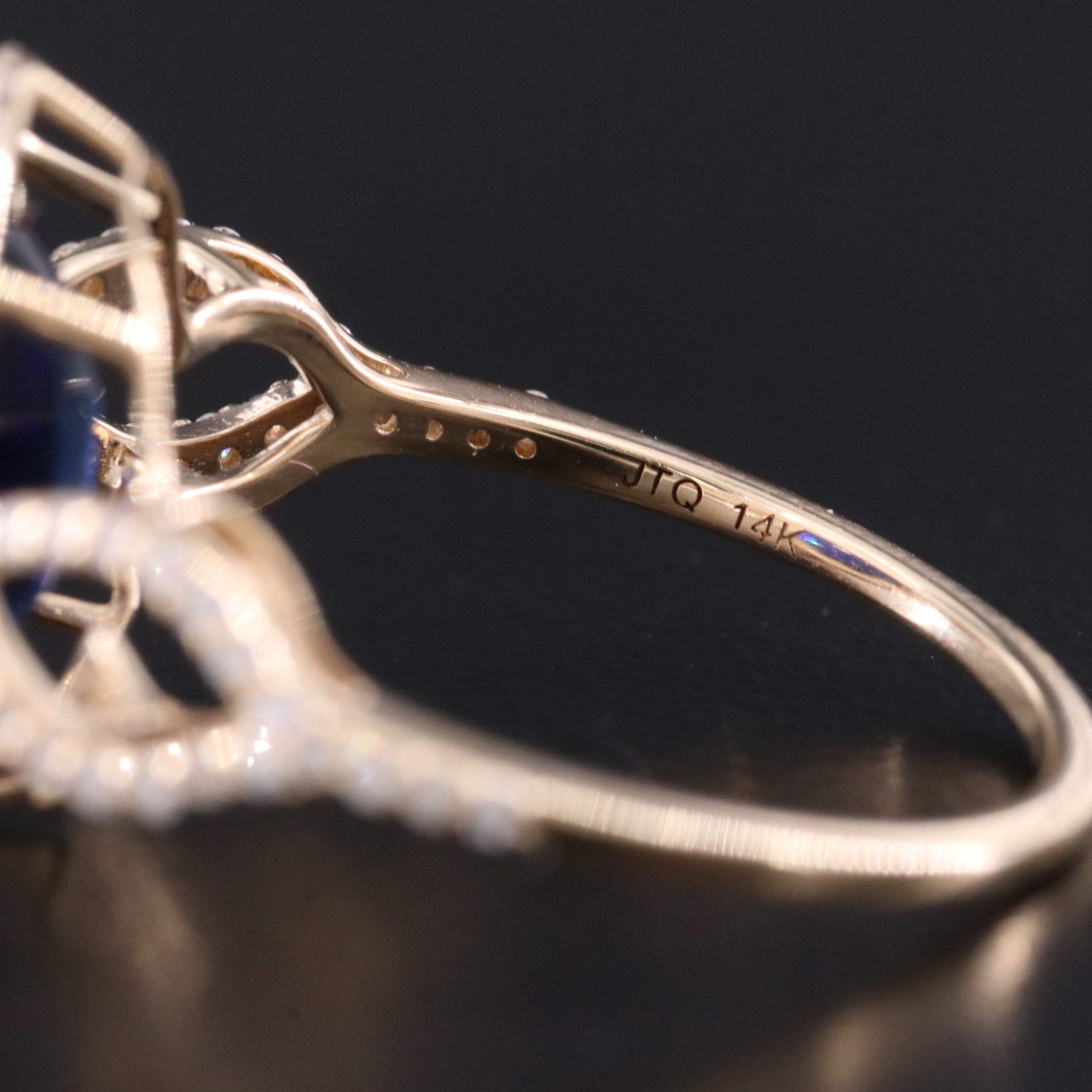 14K 4.10 CT Lab Grown Sapphire and Moissanite Ring