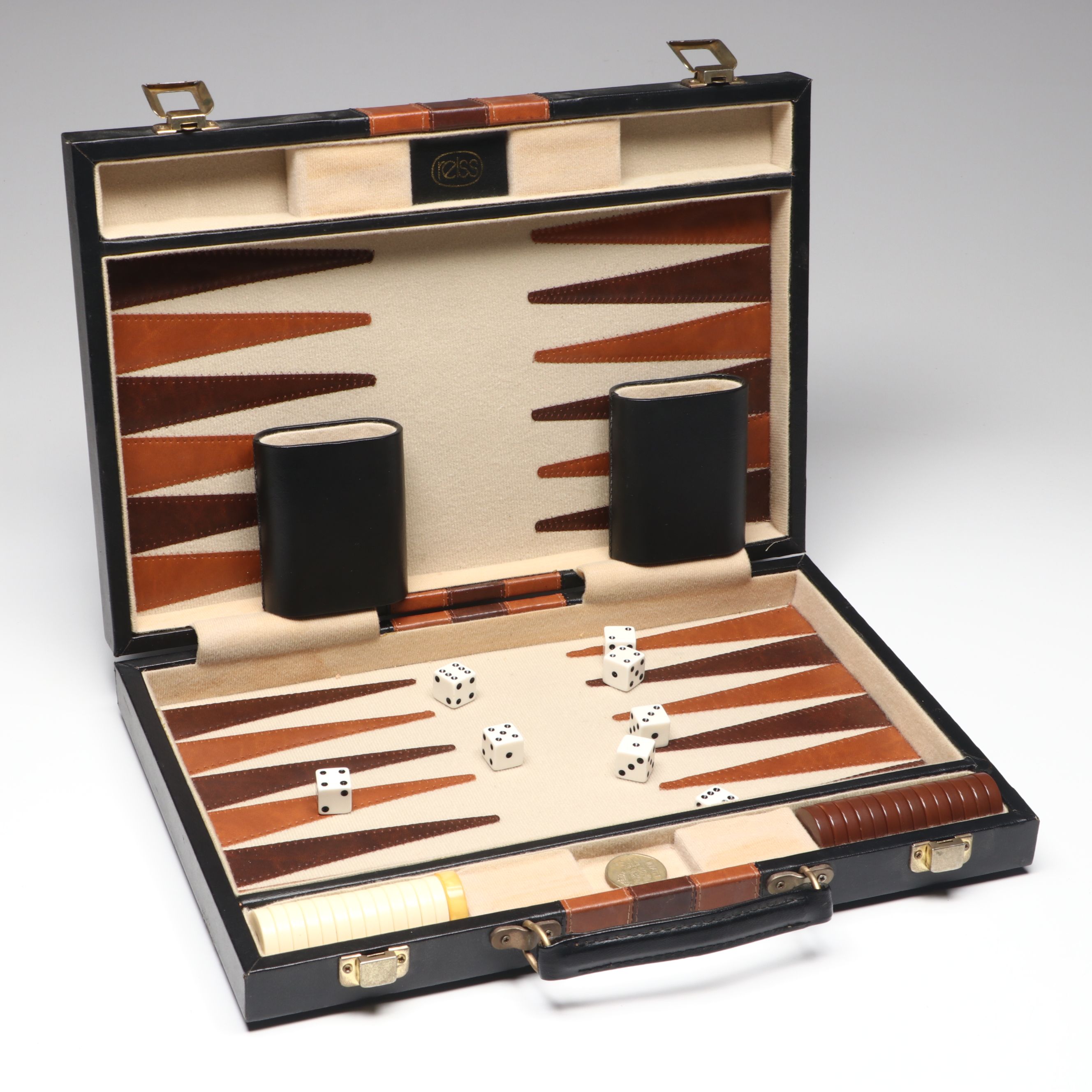Reiss Backgammon Game in Faux Leather Case