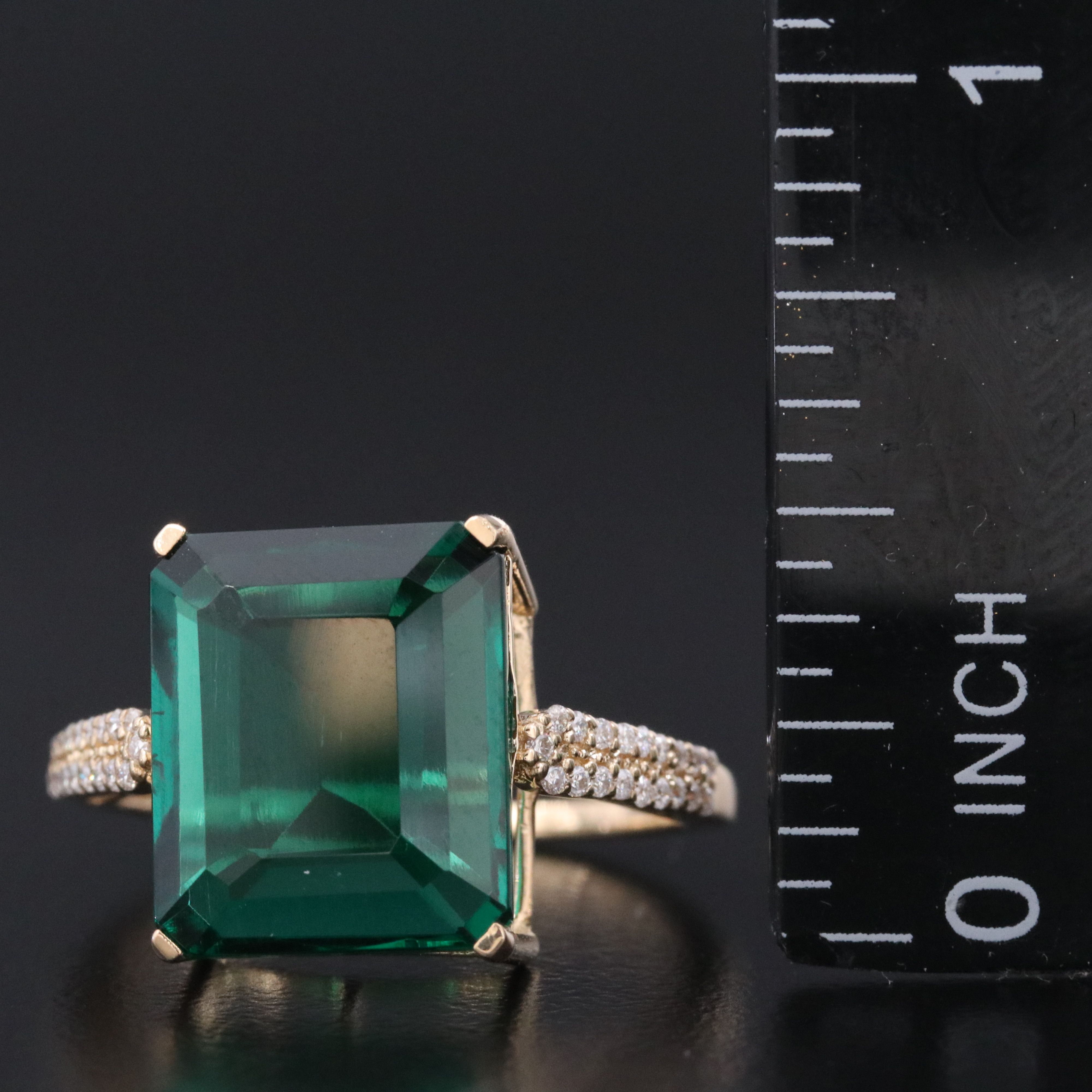 14K 3.96 CT Lab Grown Emerald and Moissanite Ring