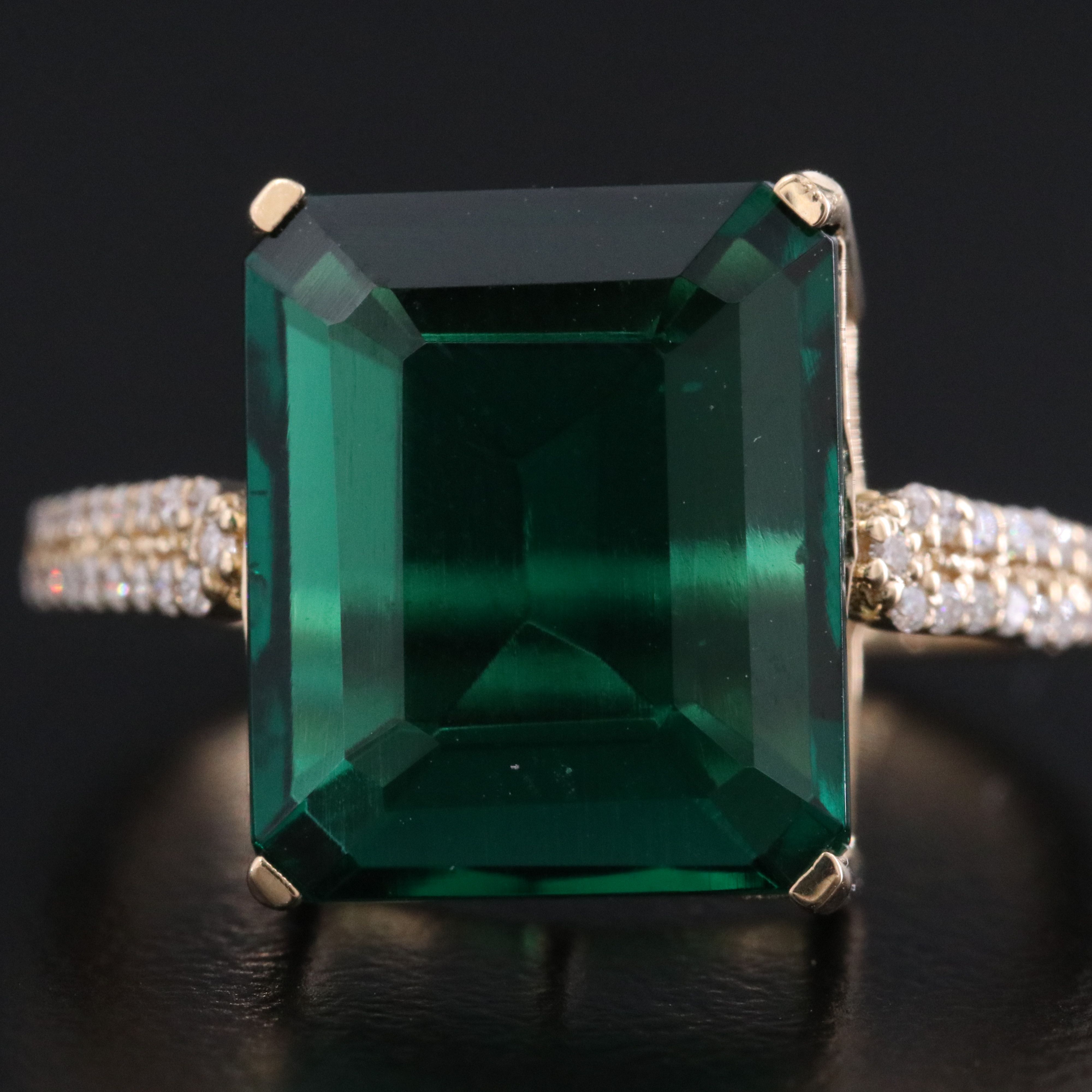 14K 3.96 CT Lab Grown Emerald and Moissanite Ring