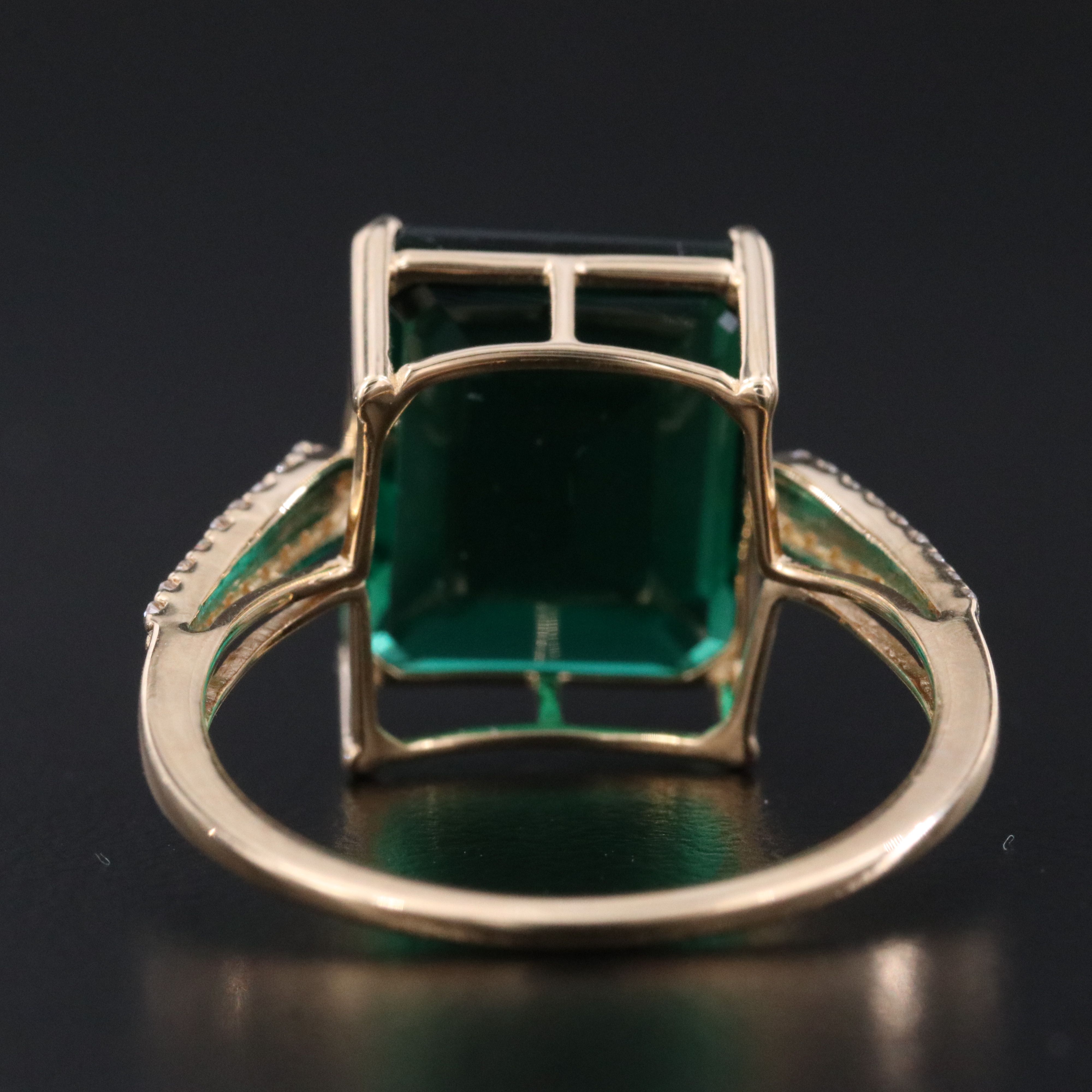 14K 3.96 CT Lab Grown Emerald and Moissanite Ring
