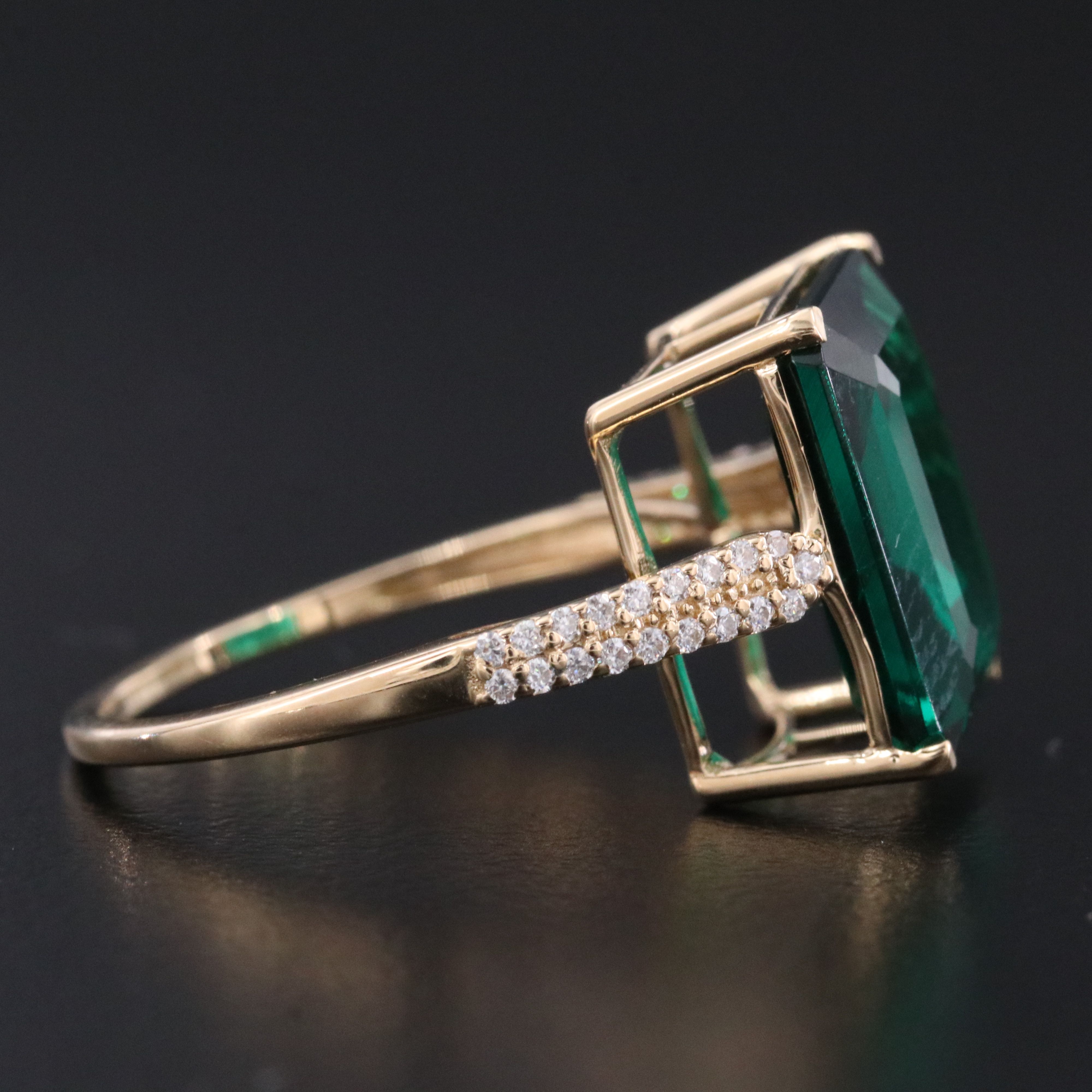 14K 3.96 CT Lab Grown Emerald and Moissanite Ring