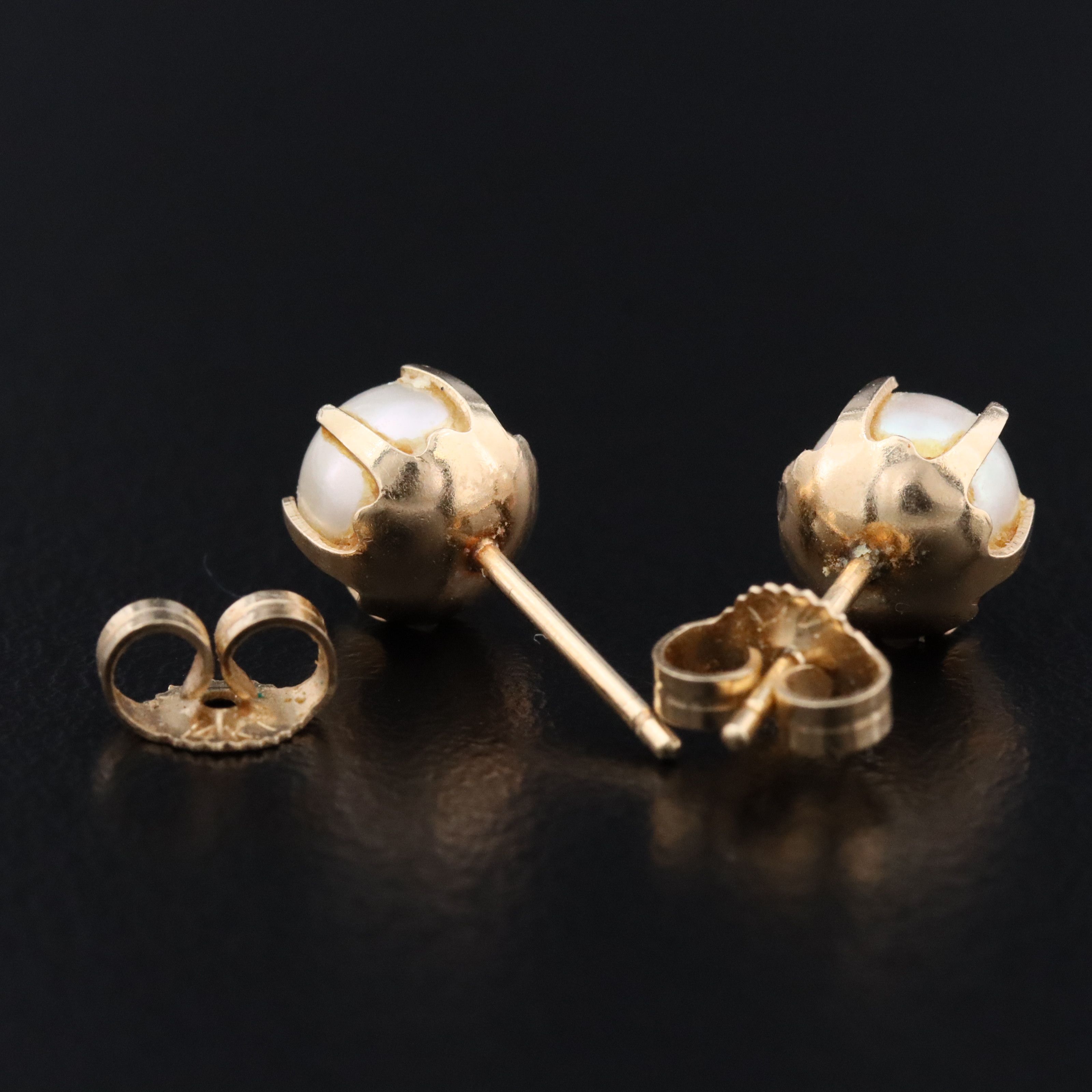 14K Pearl Stud Earrings
