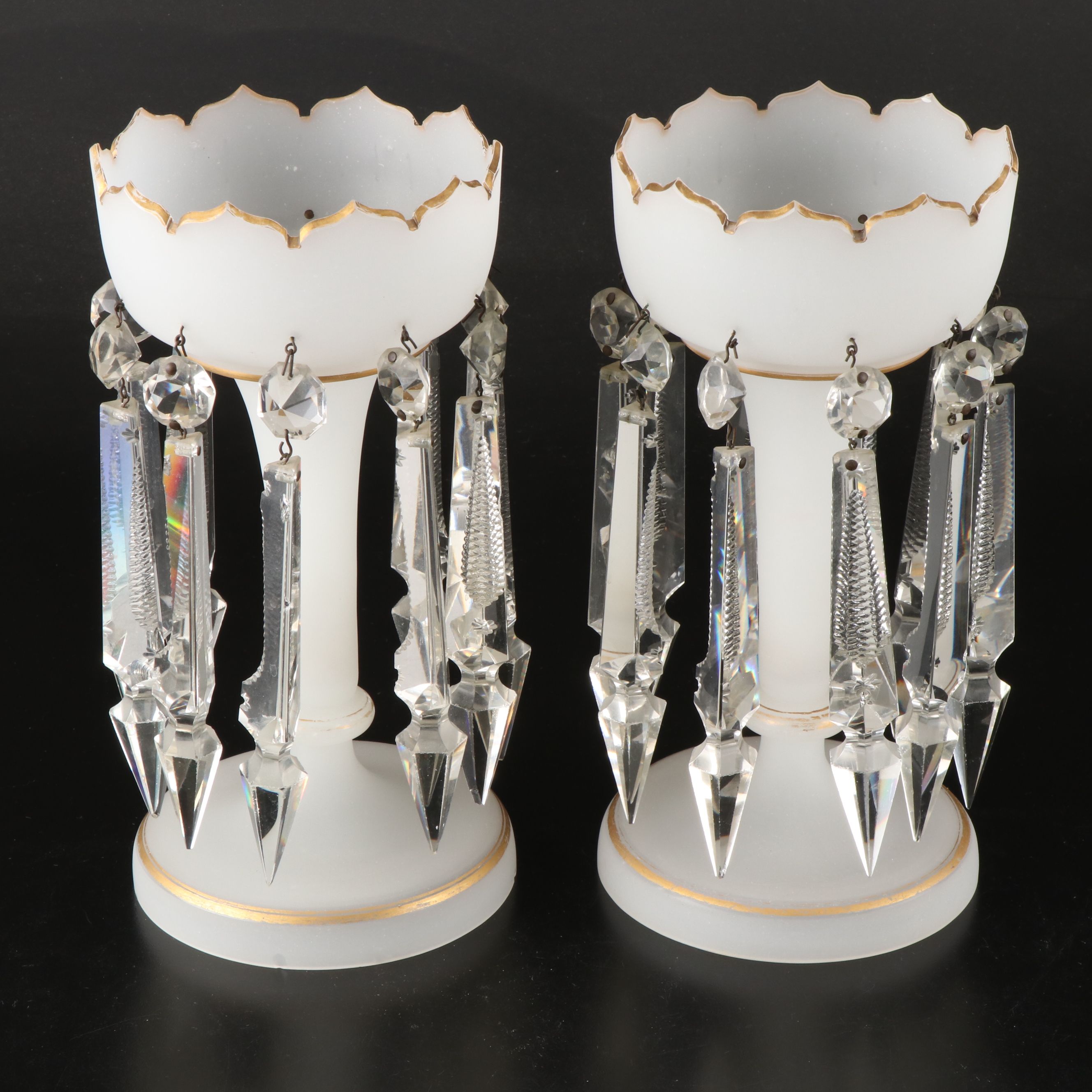 Pair of Gilt Glass Lusters, Late 19th/Early 20th Century