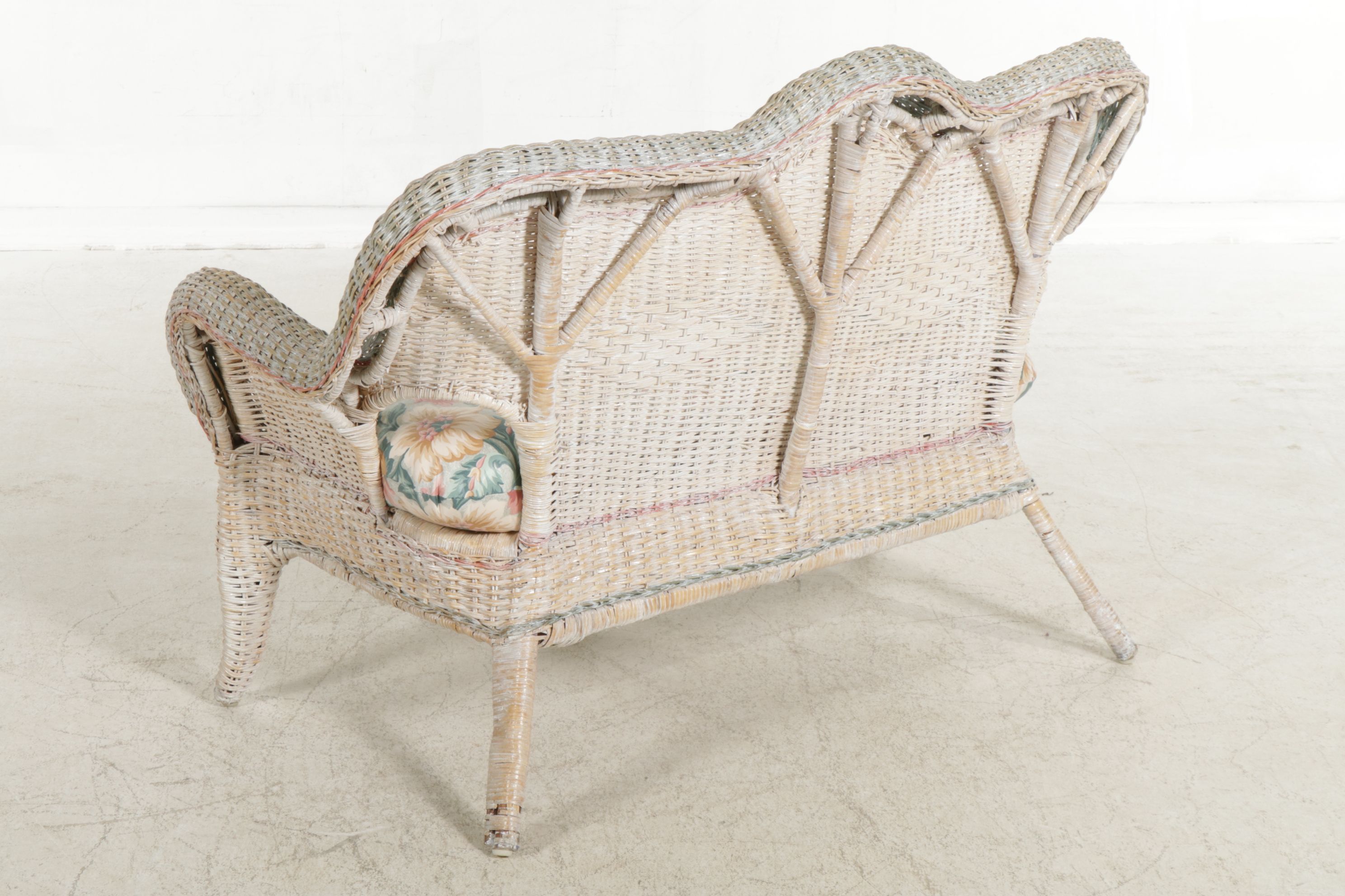 Painted Wicker Patio Loveseat and Armchairs