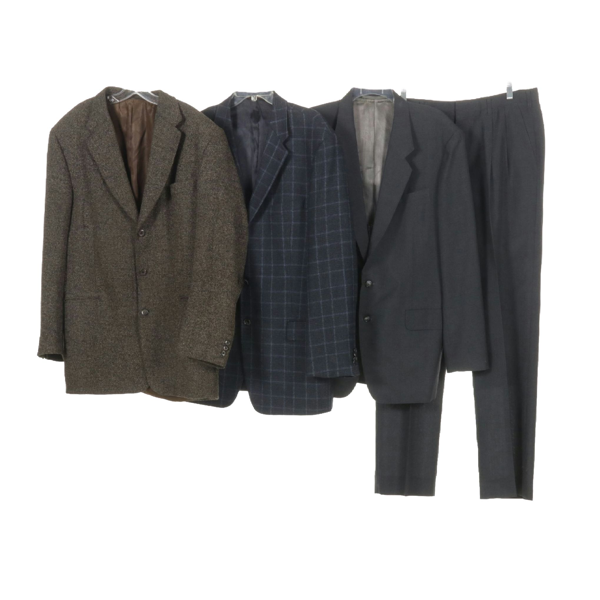 Jhane Barnes and Joseph Abboud Three-Button Blazers with Gray Two-Piece Suit