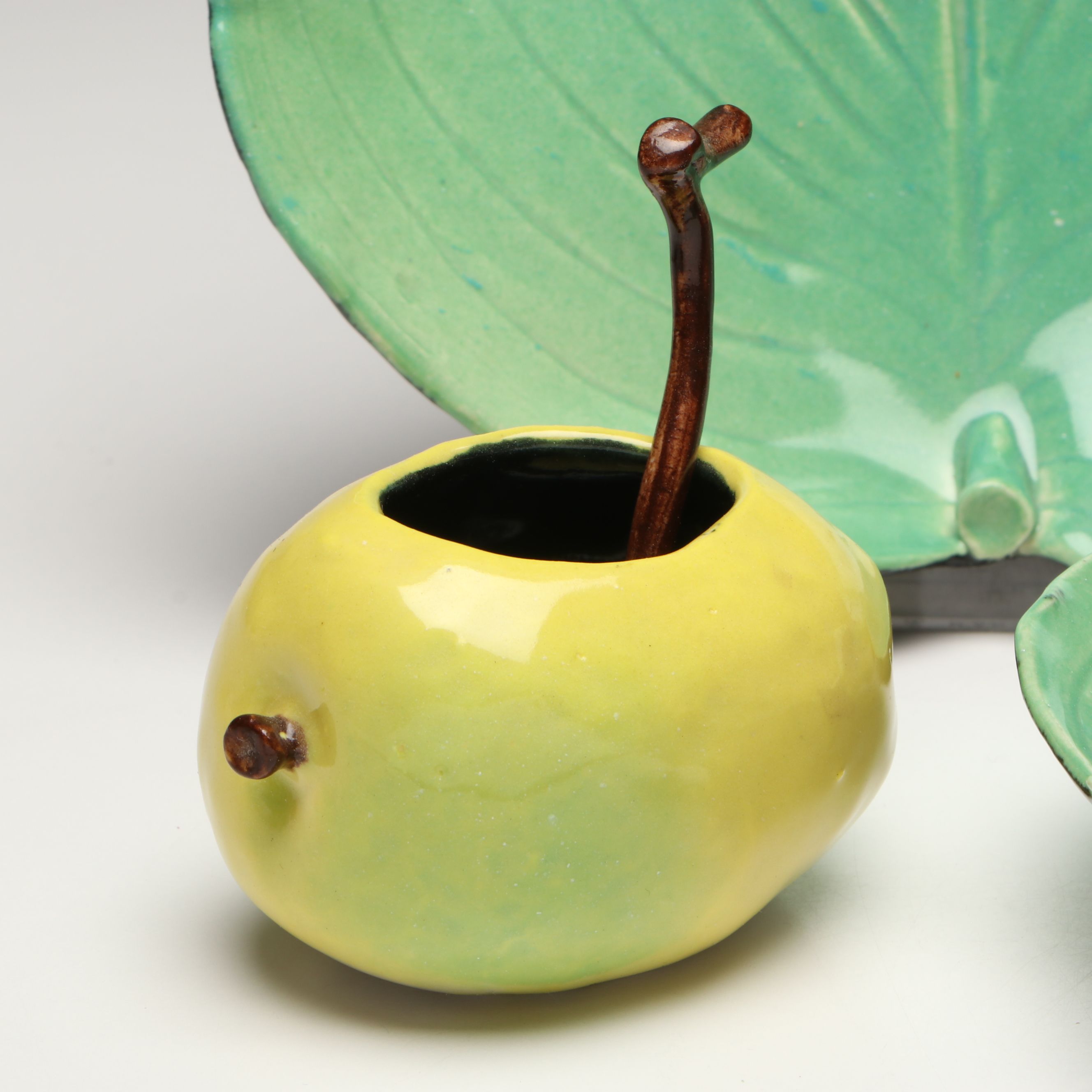 Cincinnati Studio Potter Susan G. Healy Leaf and Fruit Form Ceramic Serveware