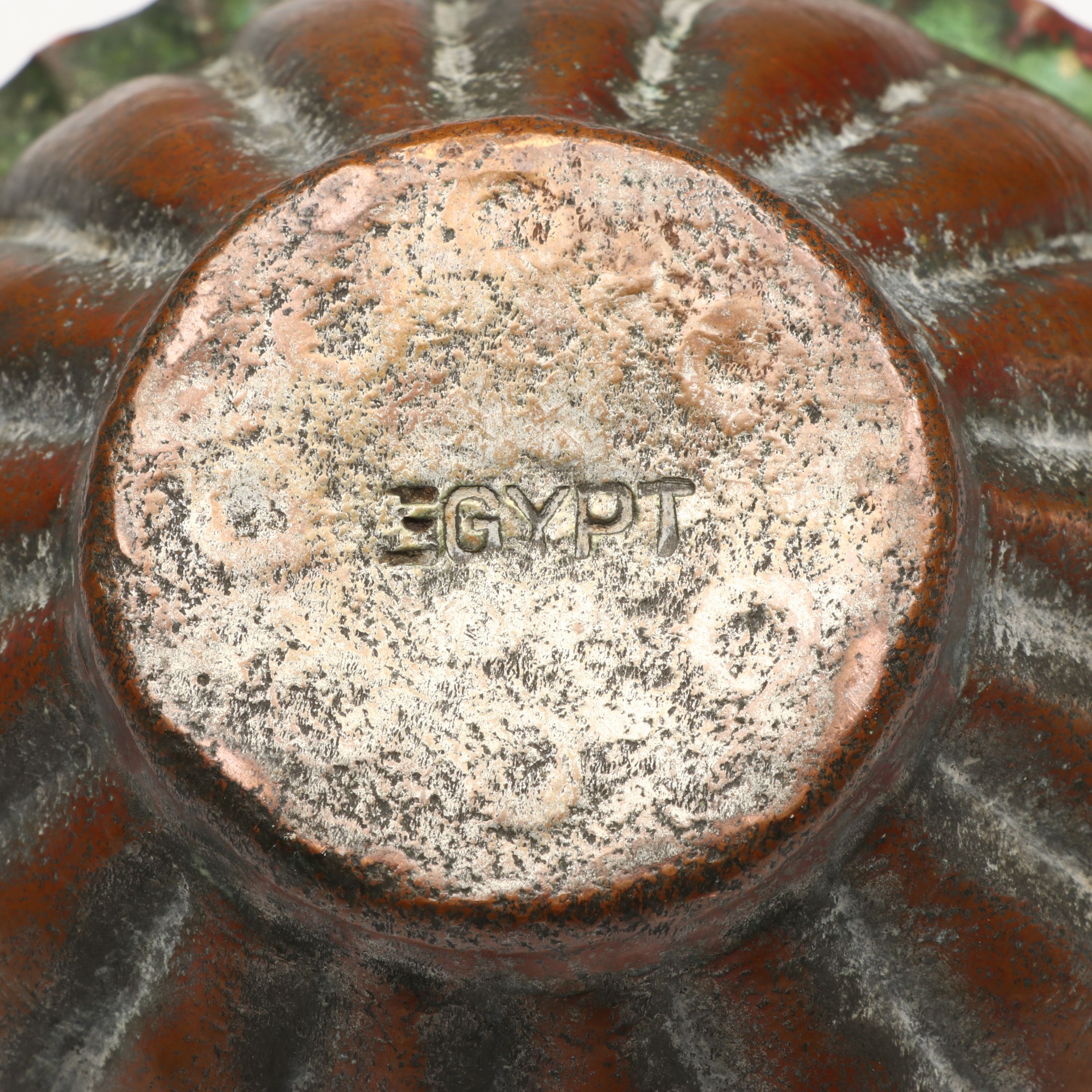 Ceramic Ashtray, Metal Bowl, Greek 24K Decorated Bowl, and Ceramic Plates