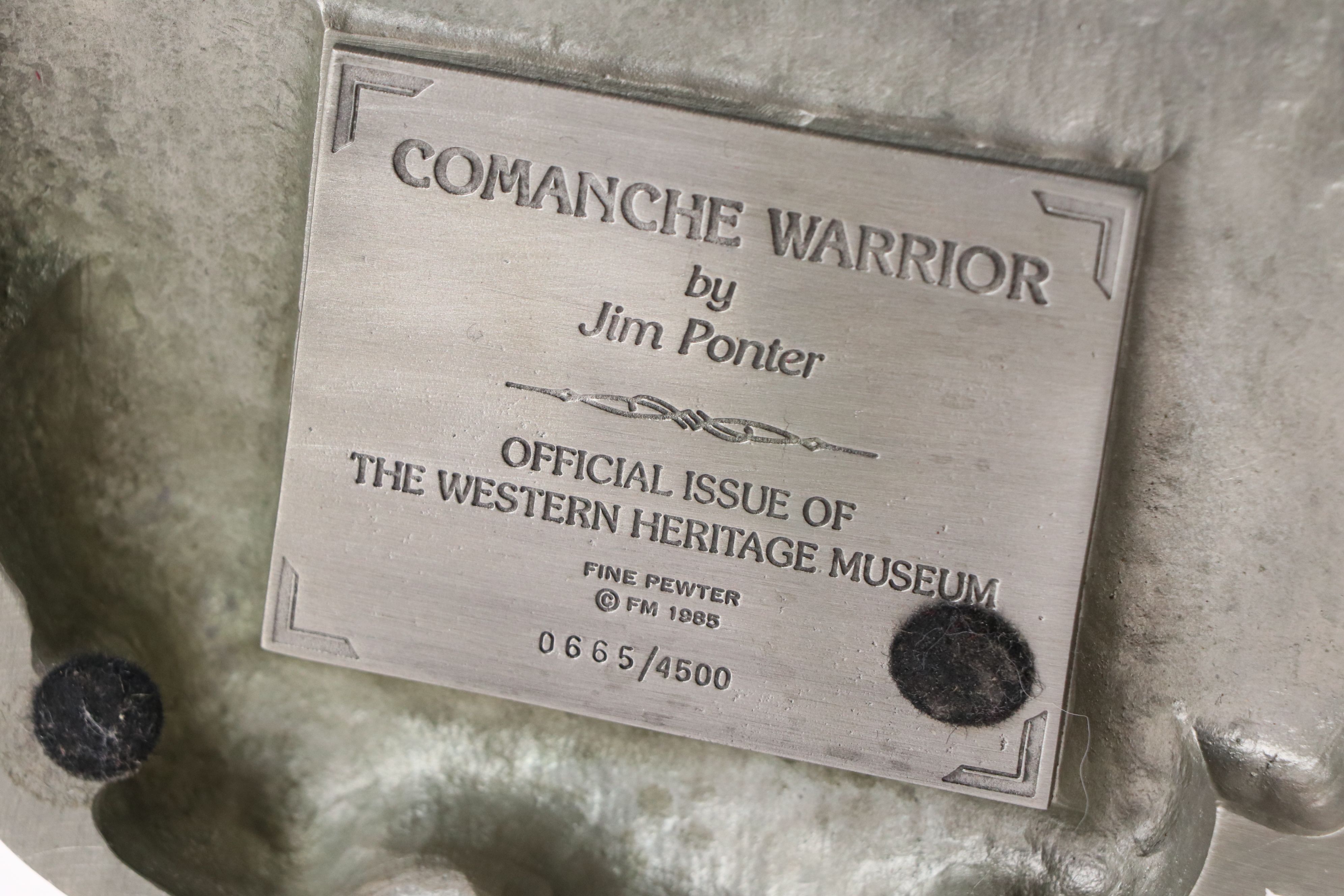 Jim Ponter Pewter Sculpture "Comanche Warrior," 1998