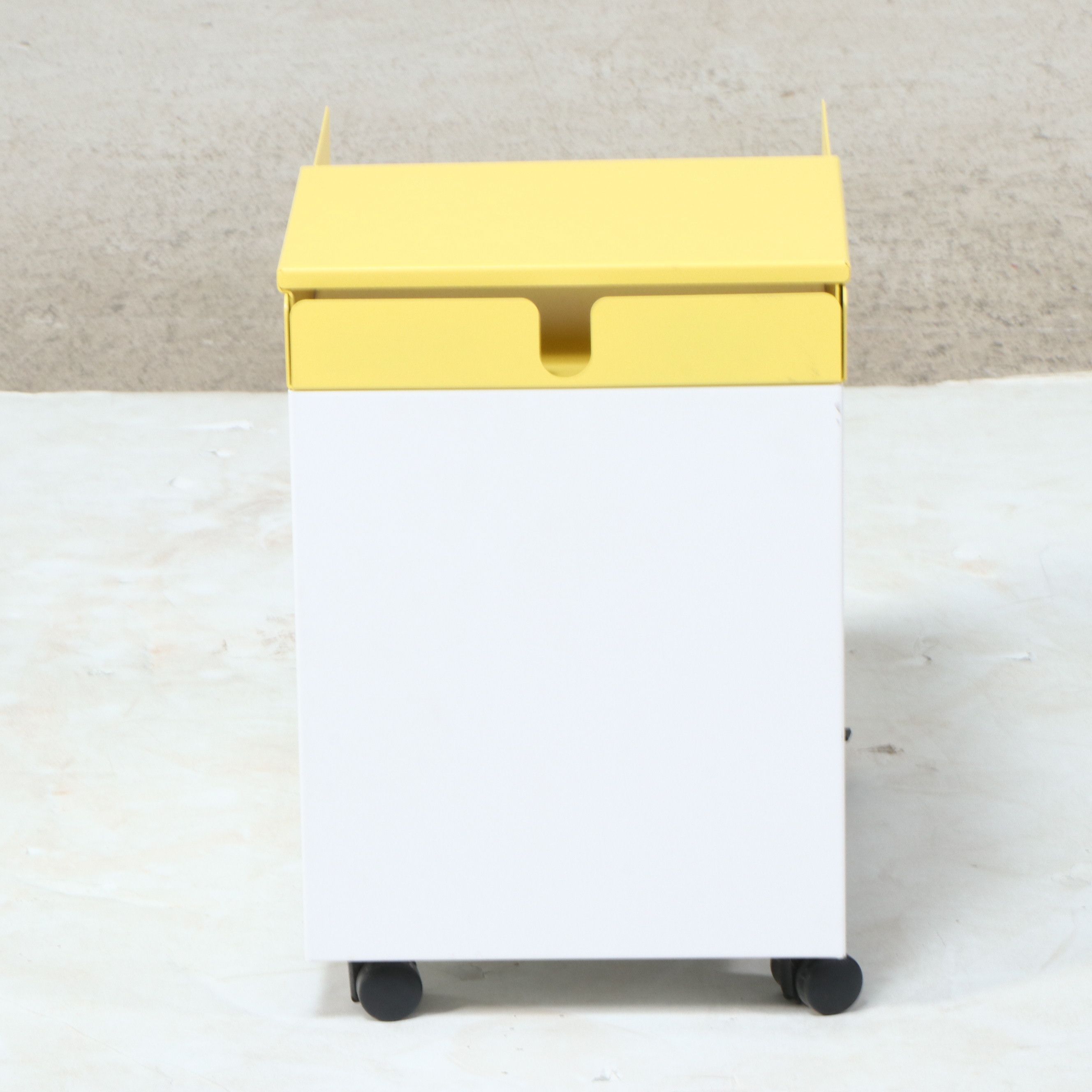 Contemporary Metal Rolling Office Cart with Slanted Top