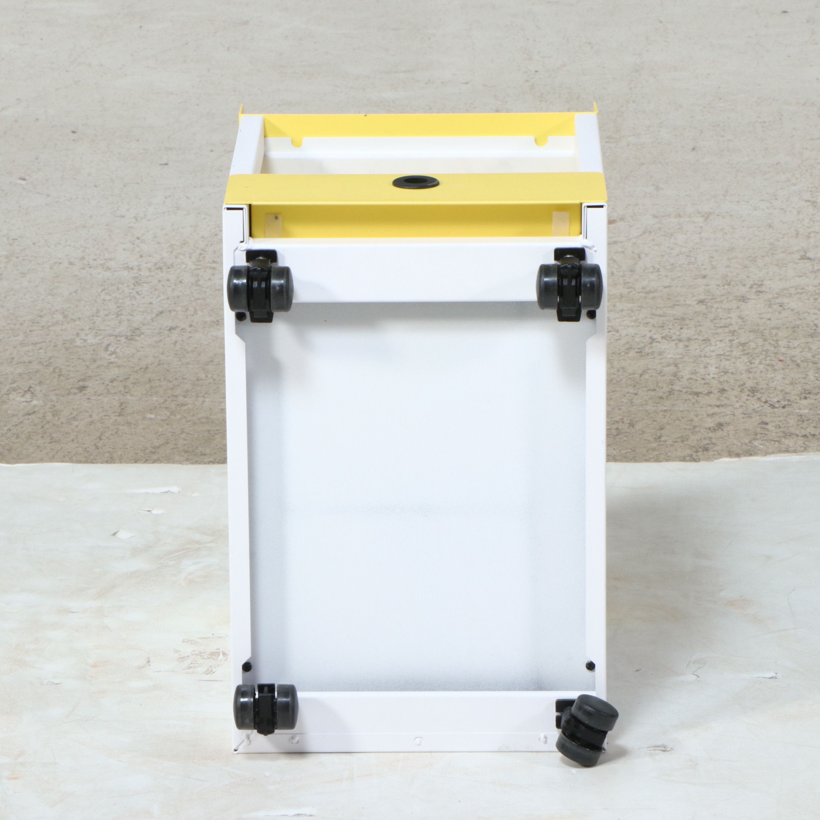 Contemporary Metal Rolling Office Cart with Slanted Top