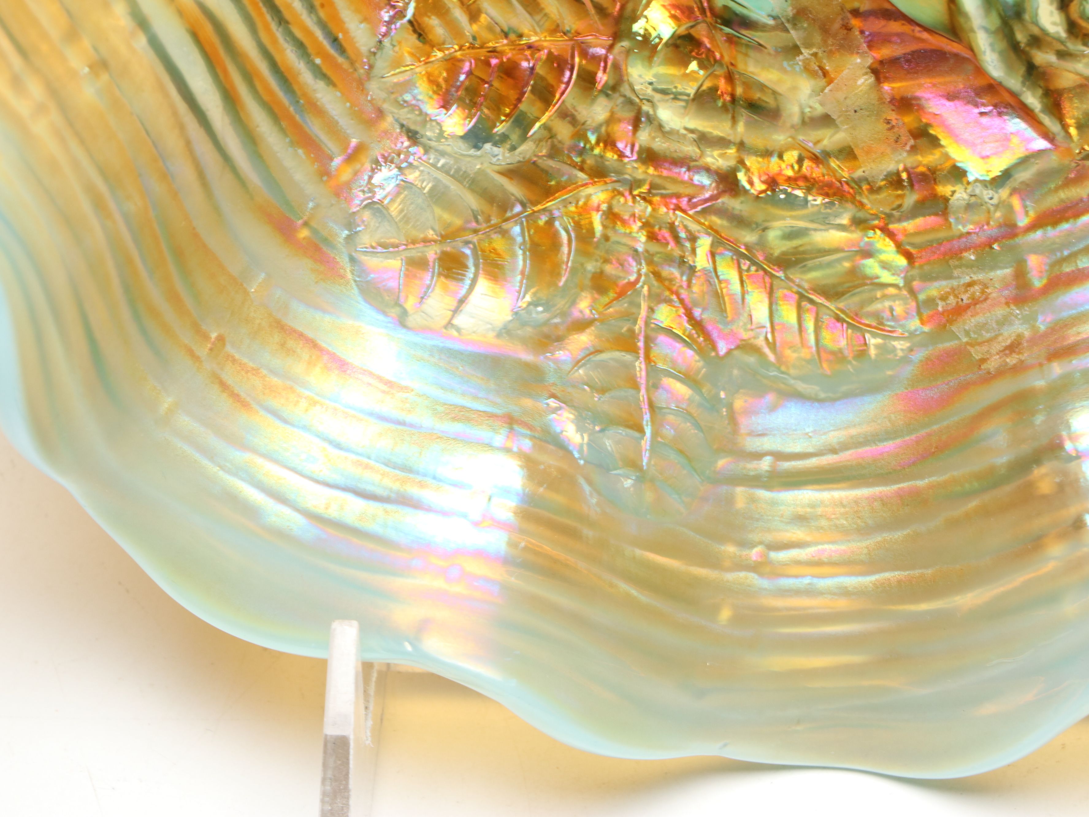 Northwood "Rose Show" Carnival Glass Ruffled Bowl, Early 20th Century