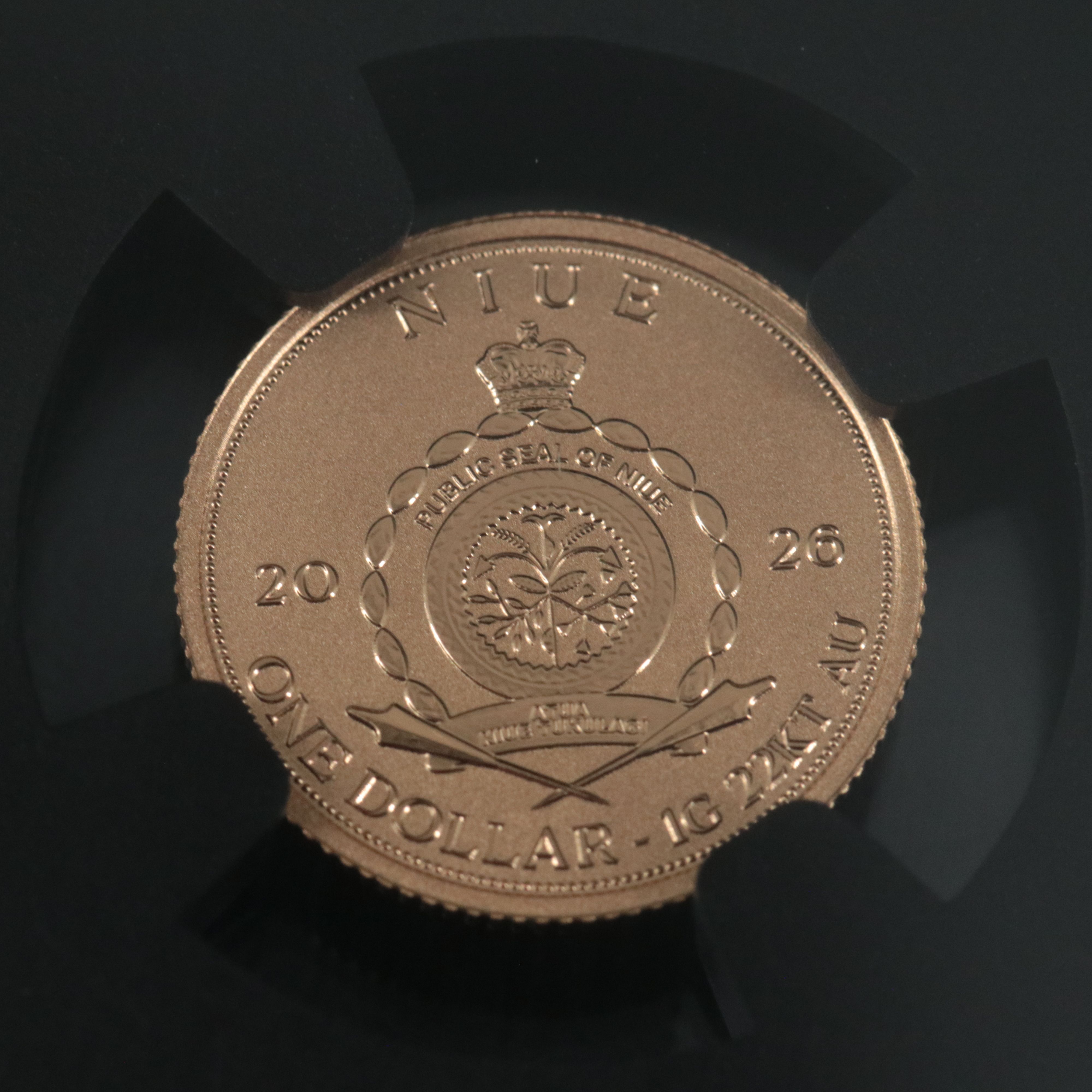 NGC Reverse Proof 70, 2026 Nuie One Gram Tyrannosaurus Gold Coin