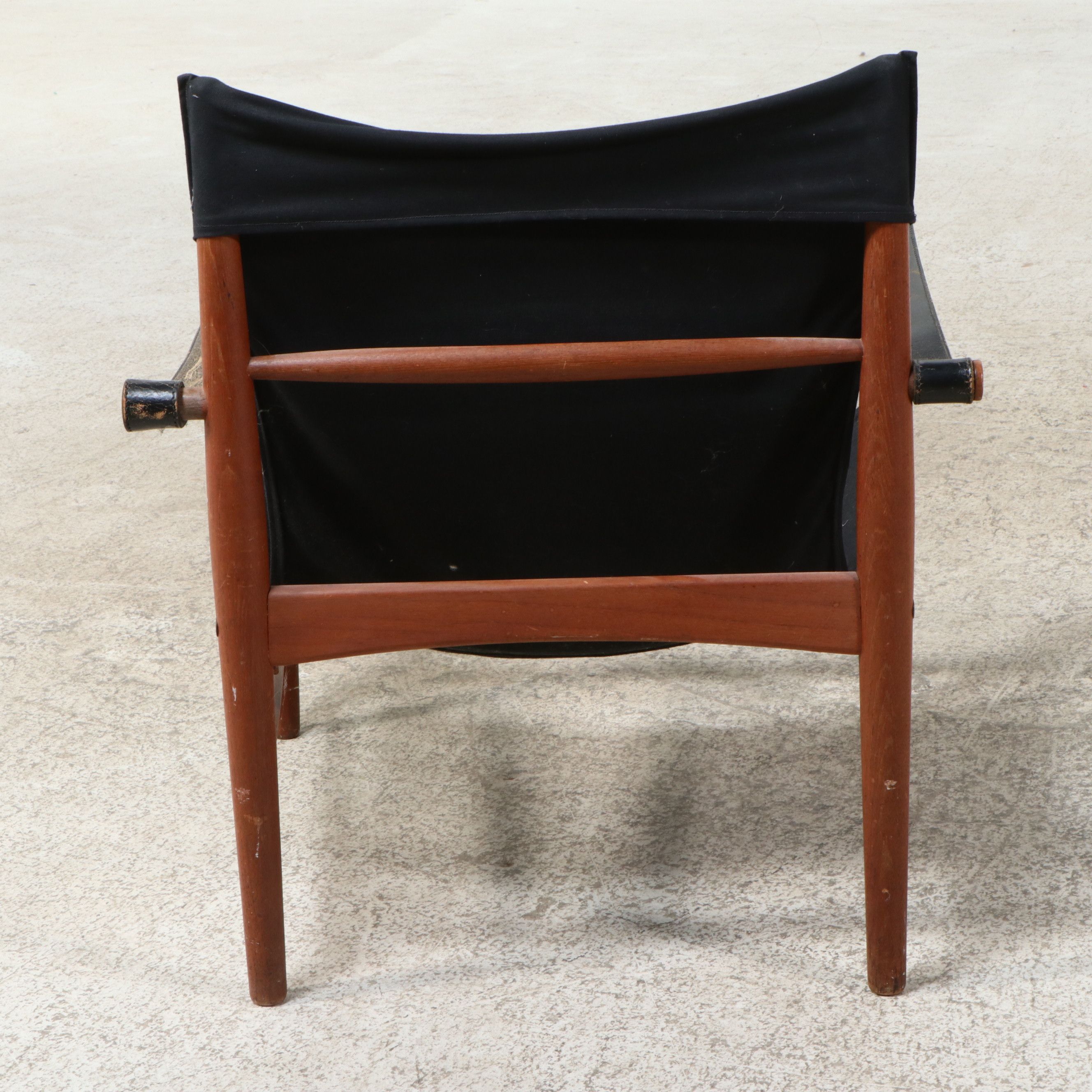Danish Modern Style Leather and Wood Safari Chair, 1970s