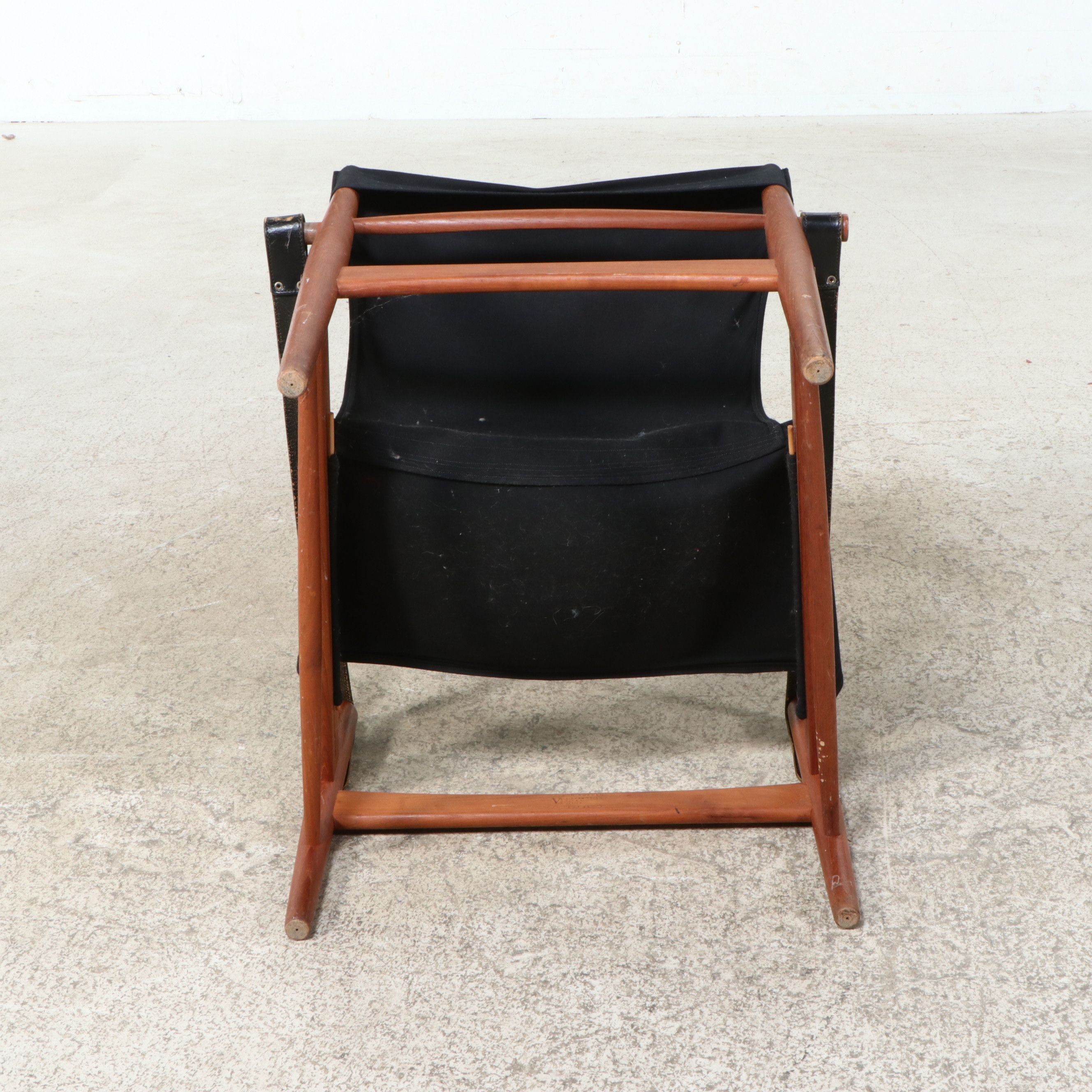Danish Modern Style Leather and Wood Safari Chair, 1970s