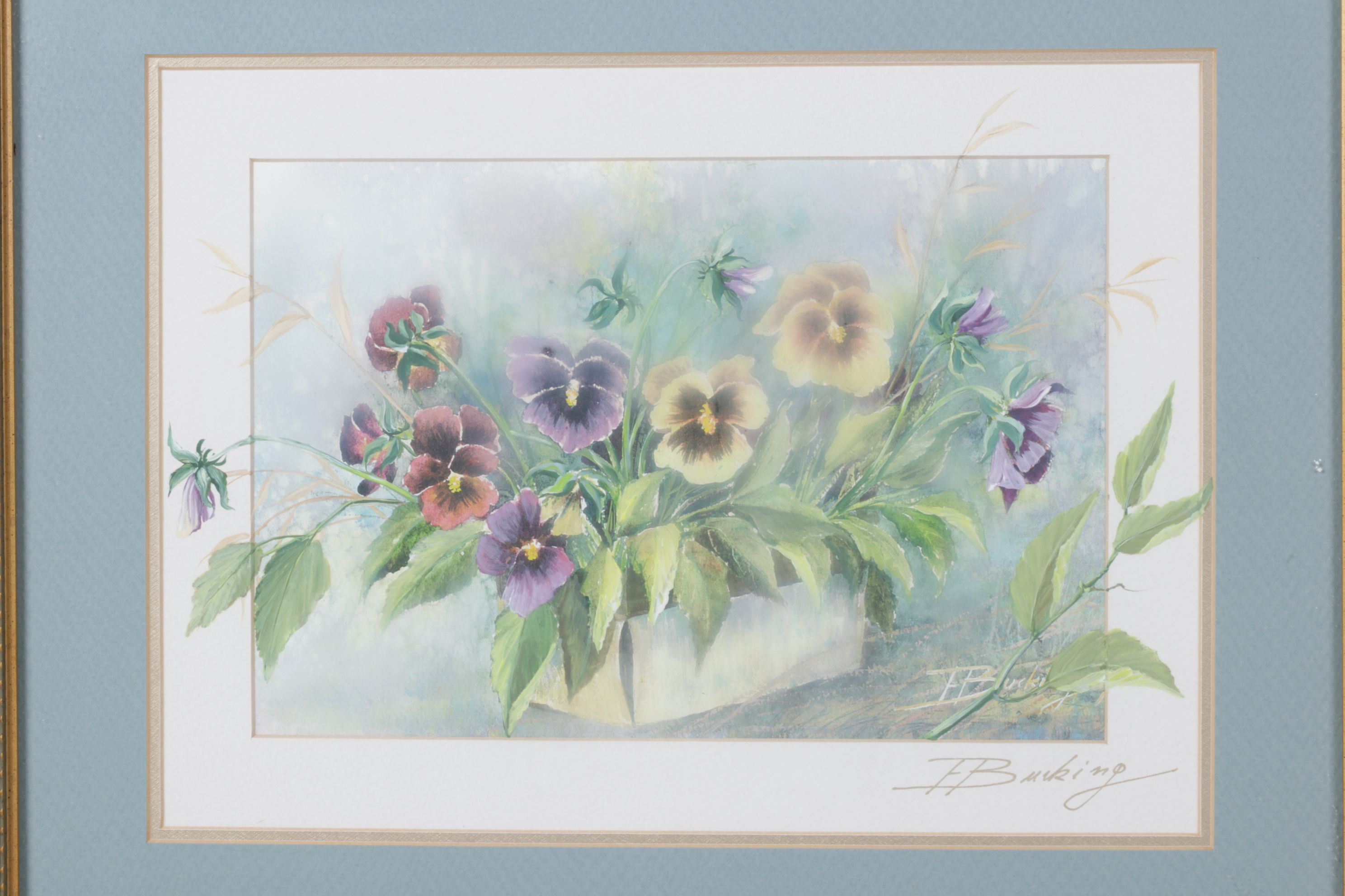 Ernestine Bucking Hand-Embellished Offset Lithograph Floral Still Life