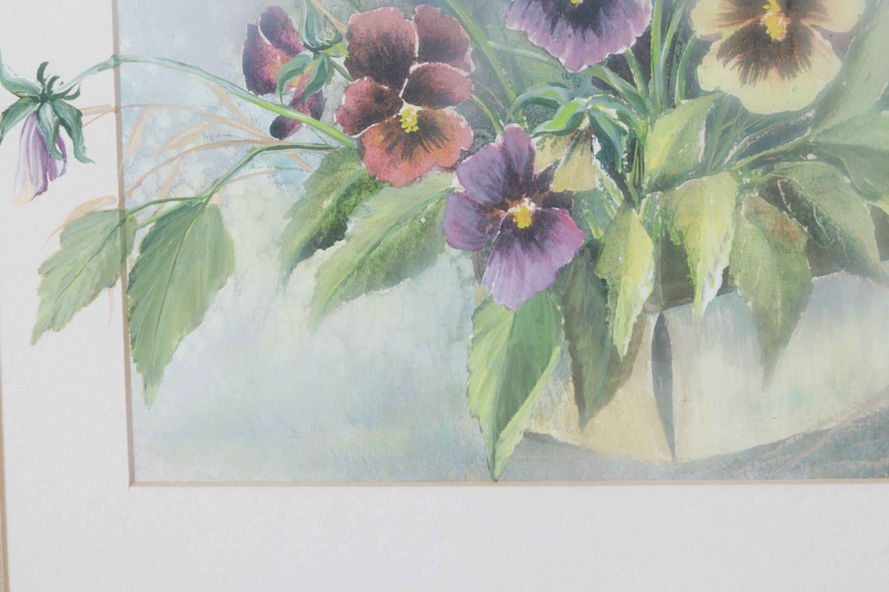 Ernestine Bucking Hand-Embellished Offset Lithograph Floral Still Life