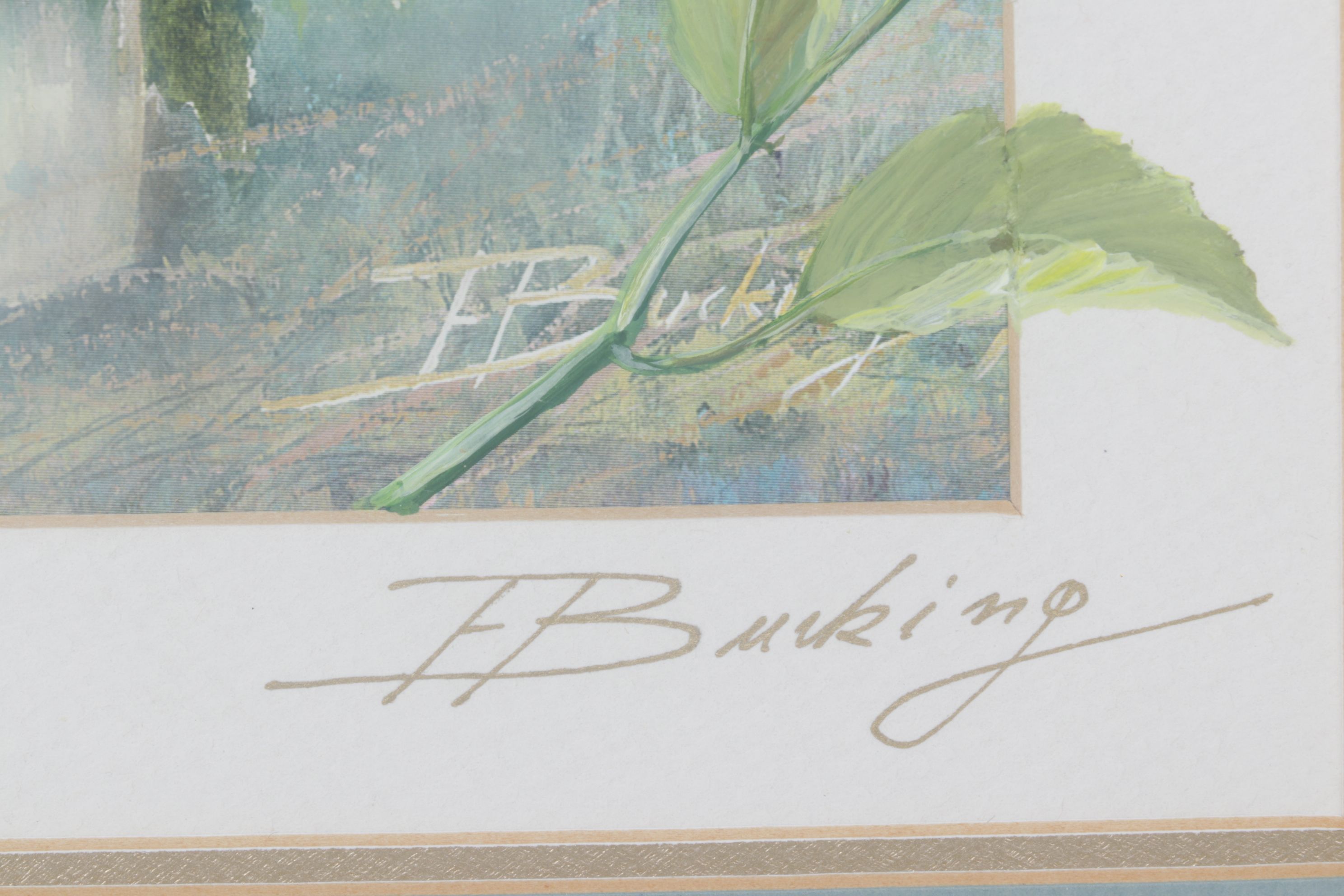 Ernestine Bucking Hand-Embellished Offset Lithograph Floral Still Life