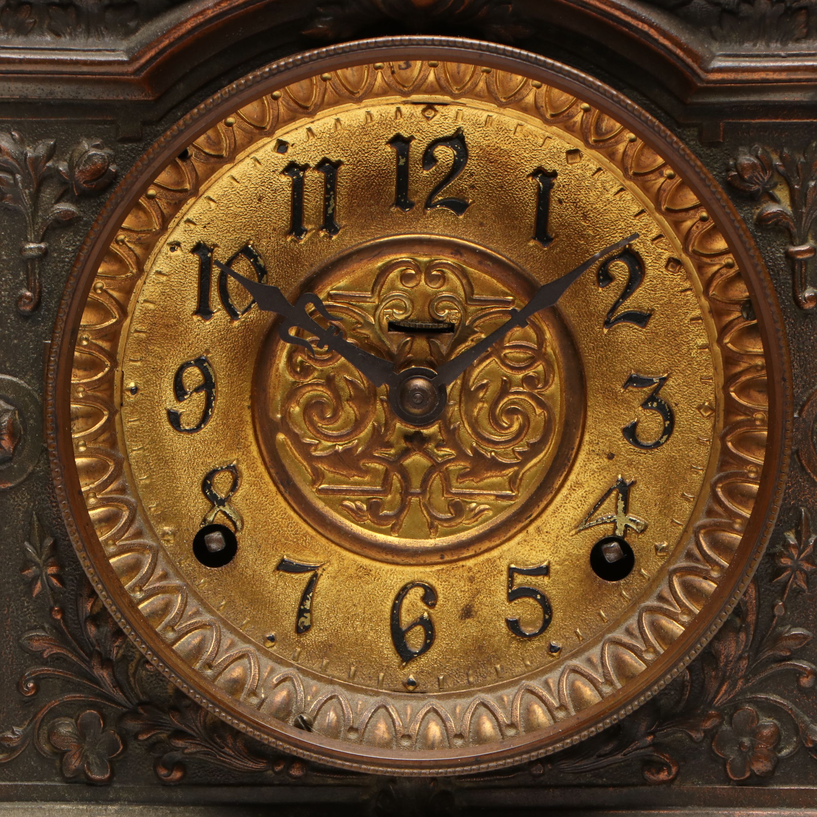 Baroque Style Metal Mantel Clock
