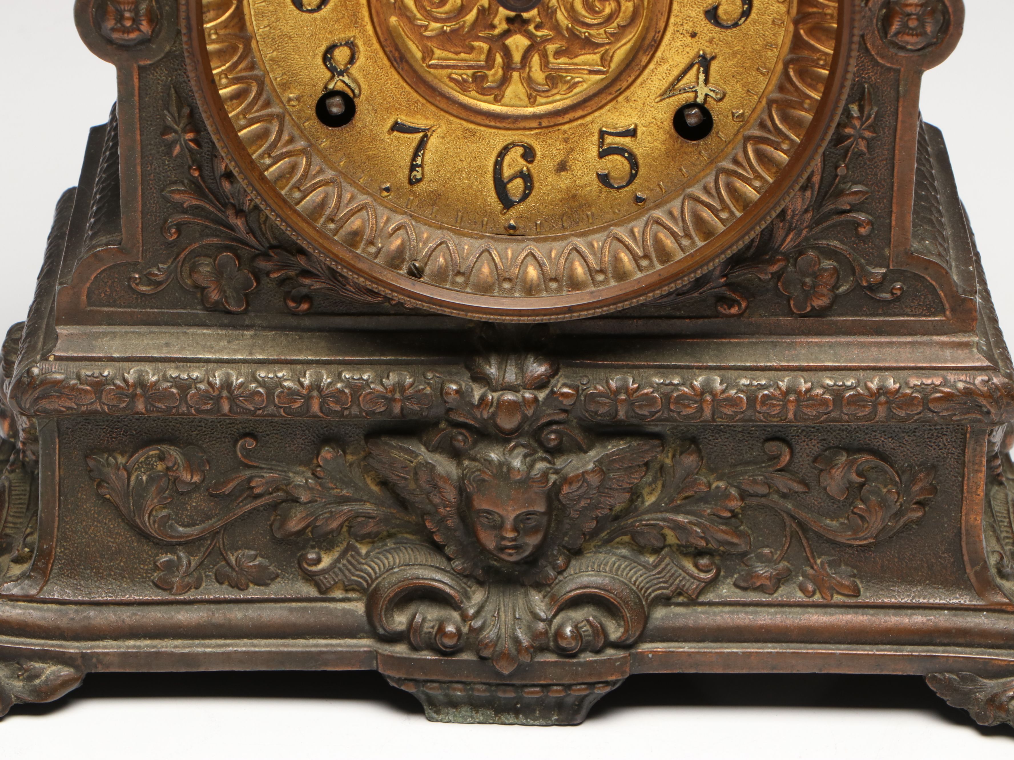 Baroque Style Metal Mantel Clock