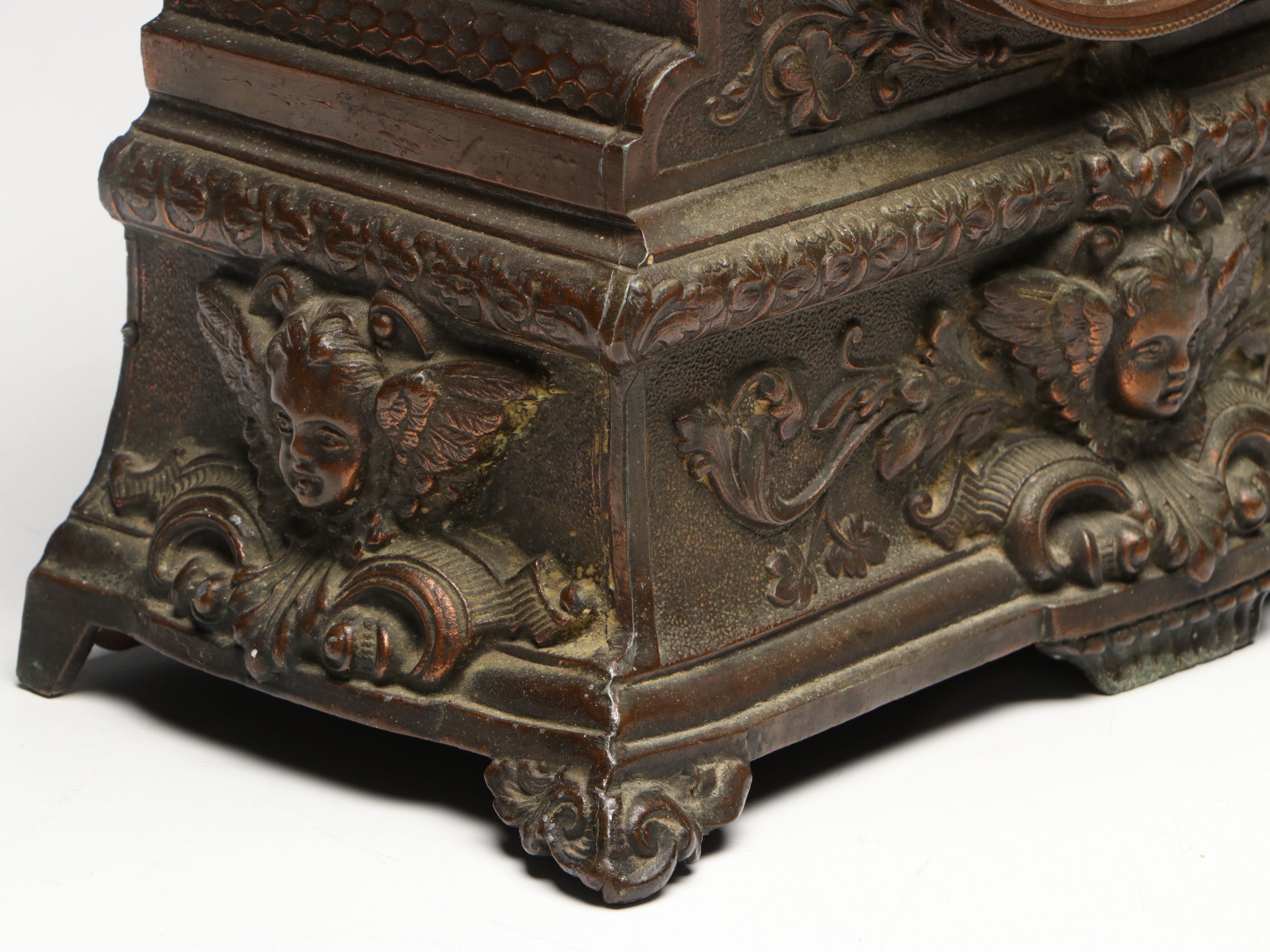 Baroque Style Metal Mantel Clock