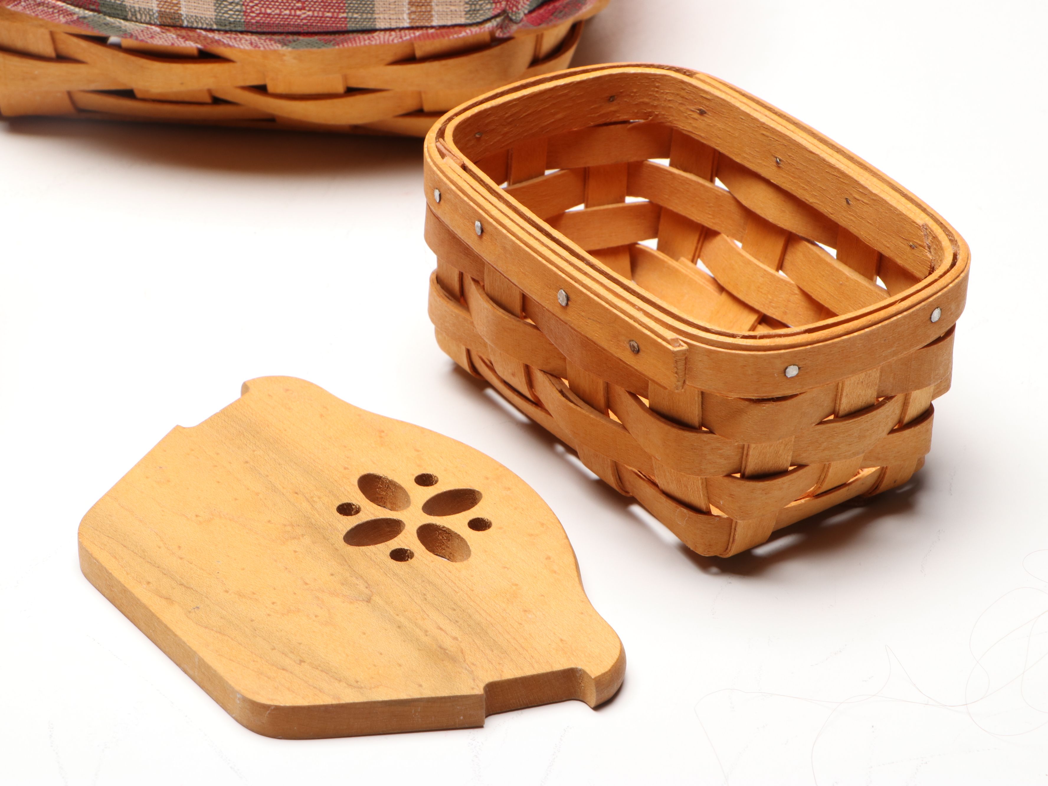 Longaberger Woven and Fabric Lined Baskets with Tie-On Accessories