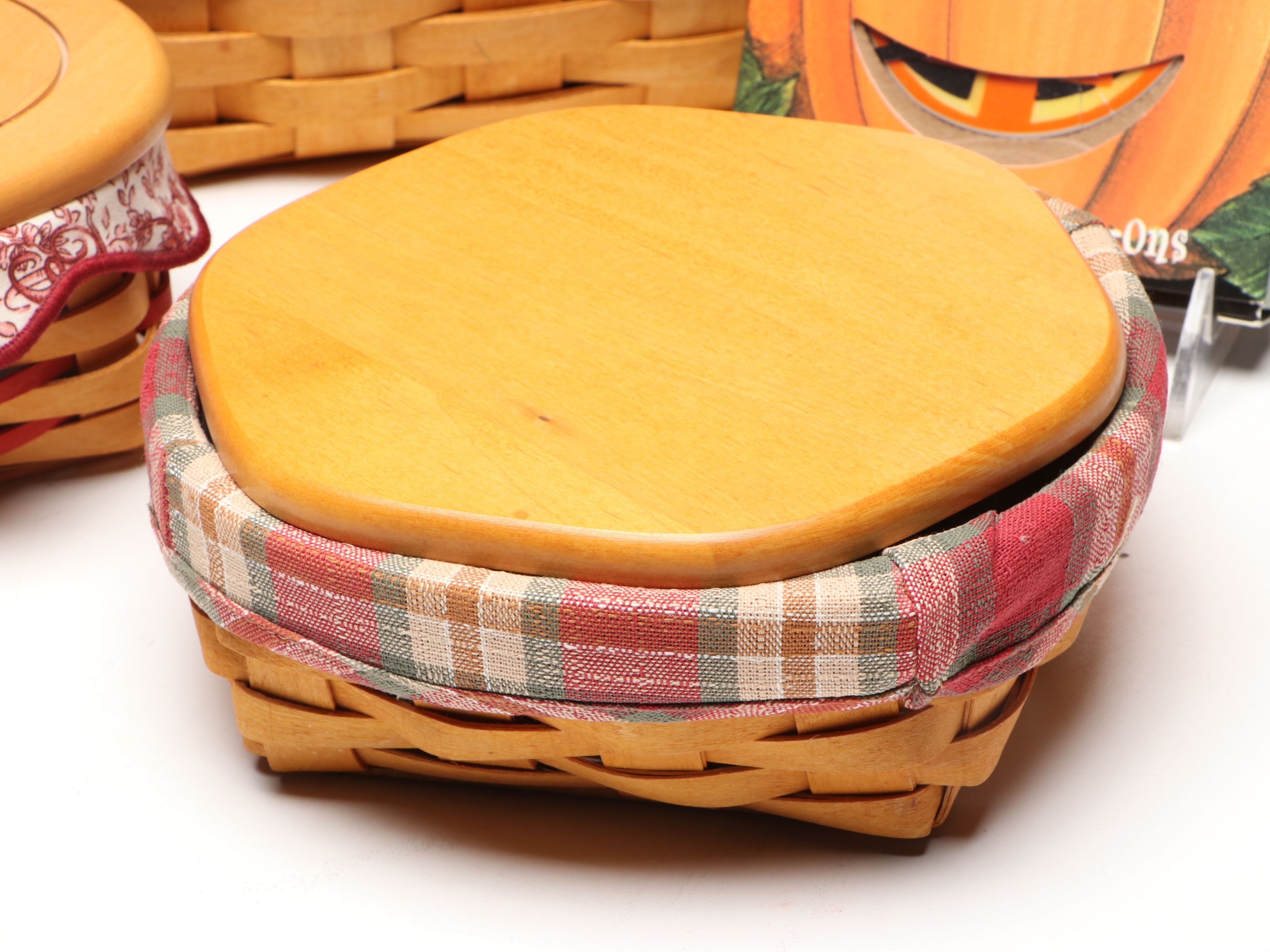 Longaberger Woven and Fabric Lined Baskets with Tie-On Accessories